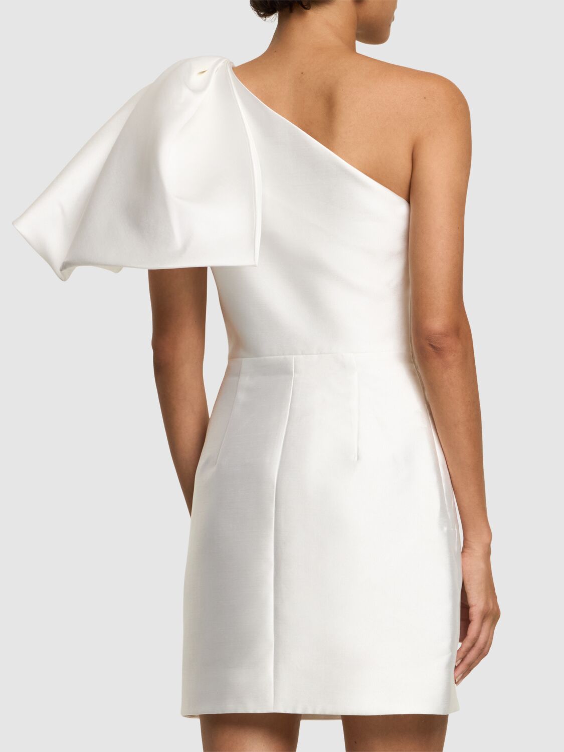 Shop Solace London Marcela One-shoulder Twill Mini Dress In White