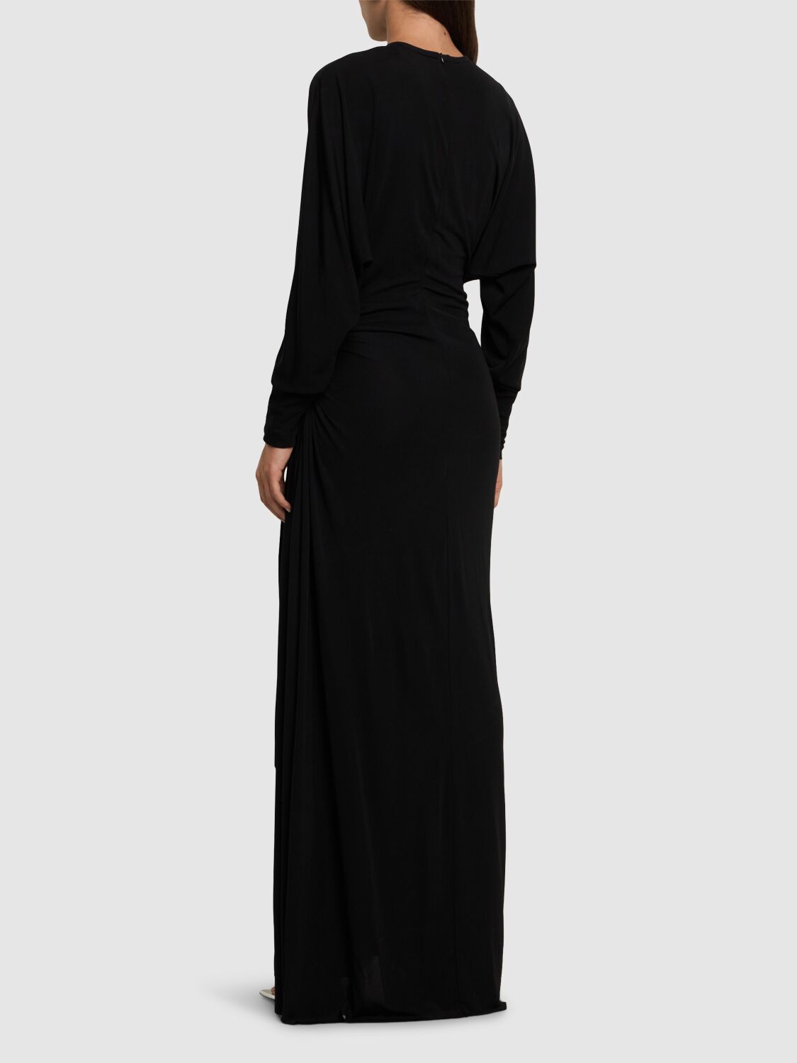 Shop Christopher Esber Helix Draped Viscose Long Dress In Black