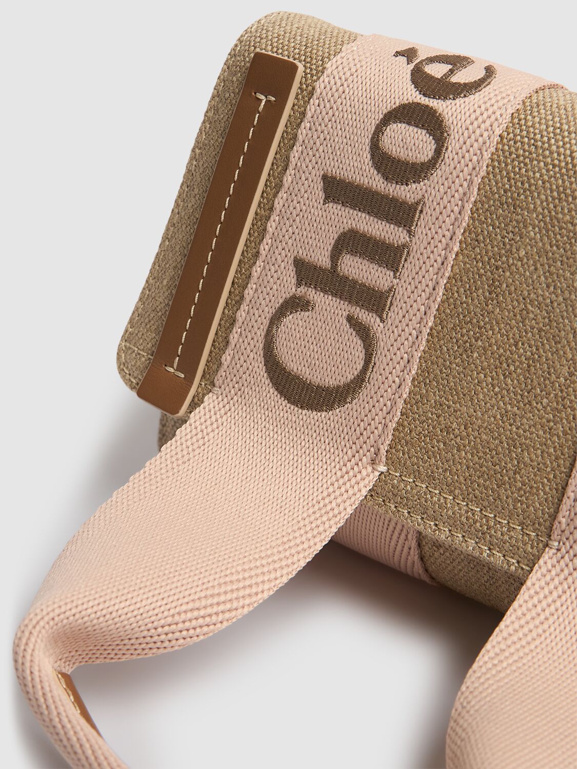 Shop Chloé Woody Linen & Leather Belt Bag In Blushy Beige