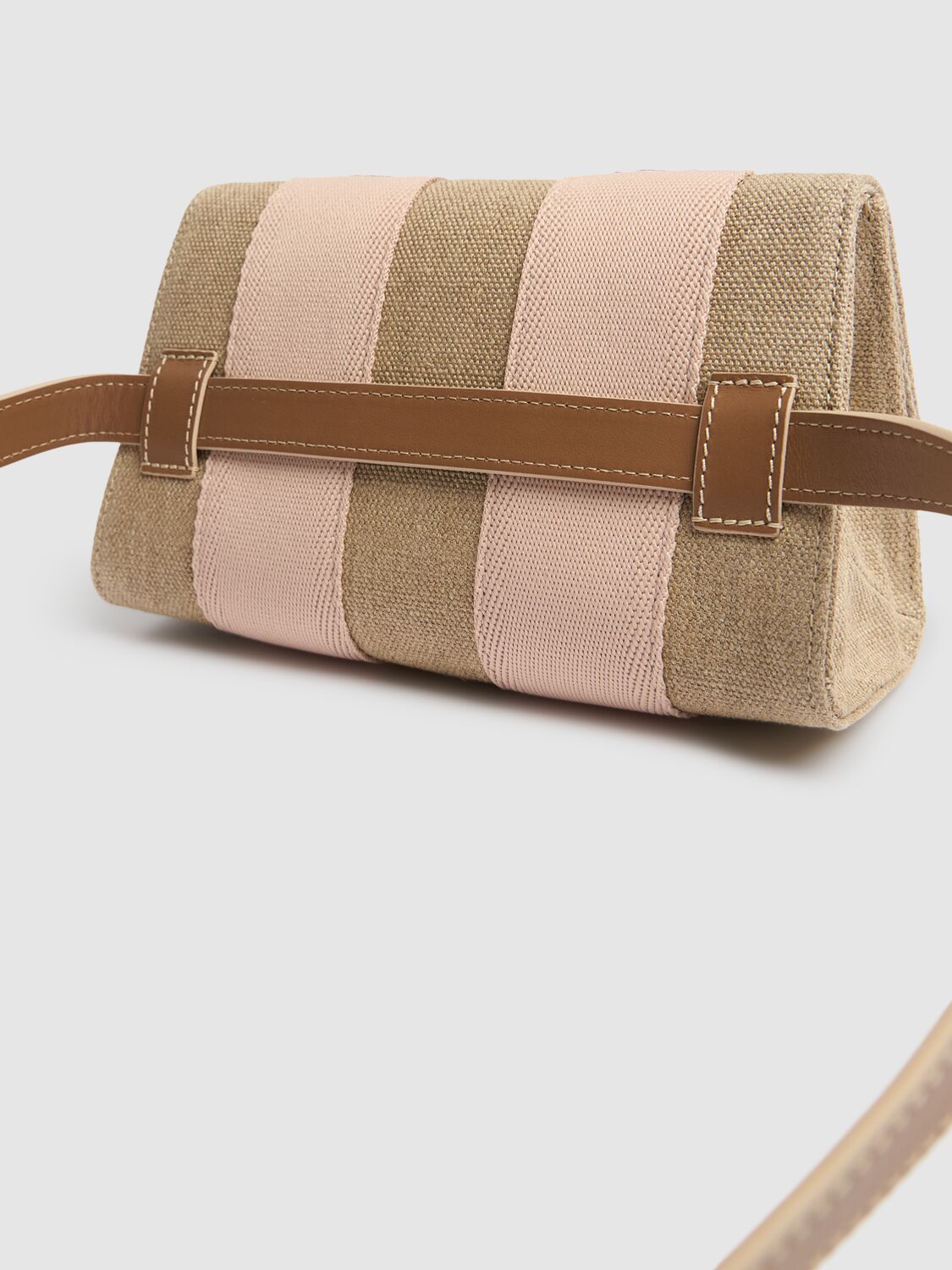 Shop Chloé Woody Linen & Leather Belt Bag In Blushy Beige