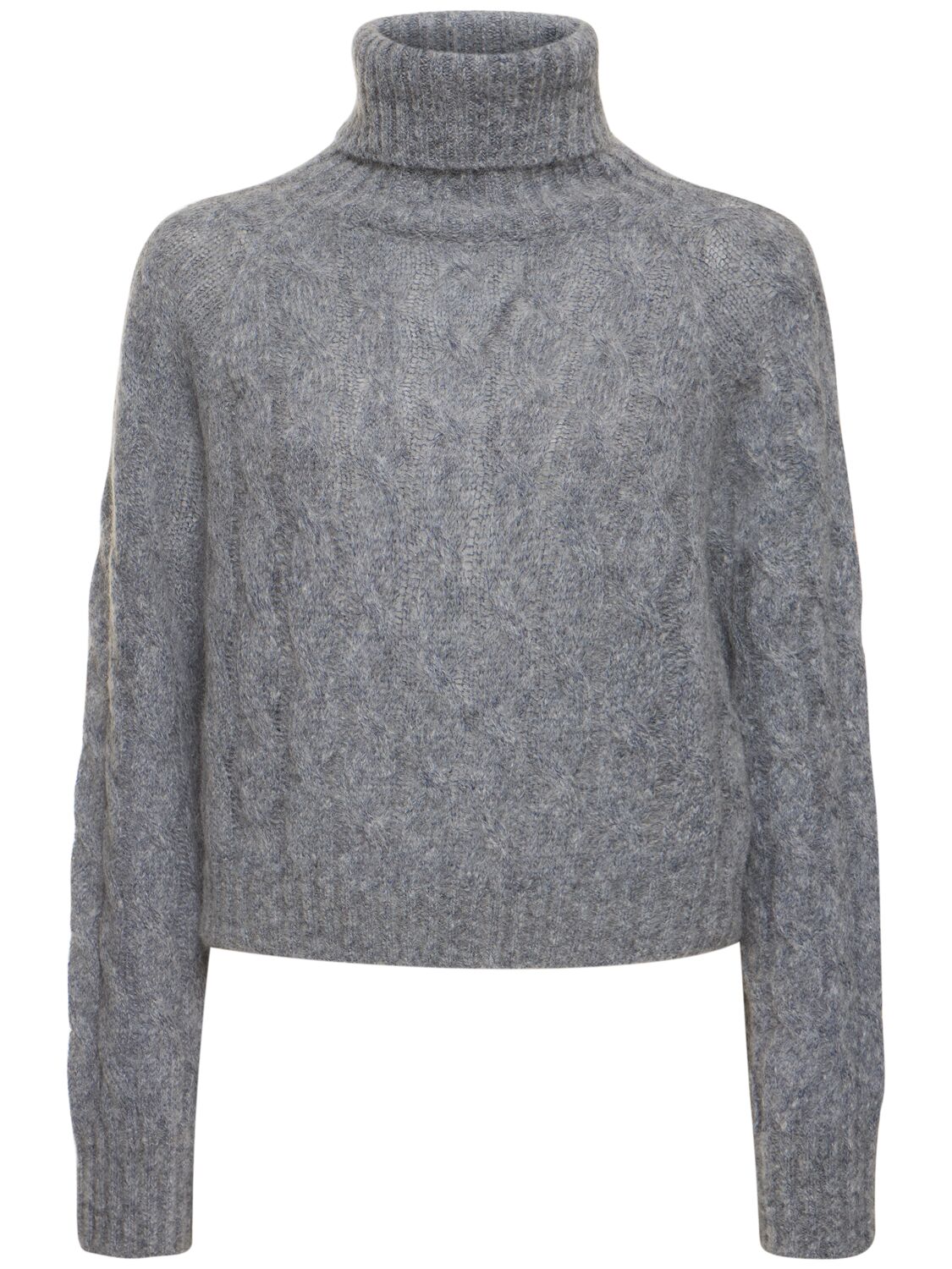 Shop Brunello Cucinelli Cable Knit Wool & Mohair Sweater In Blue