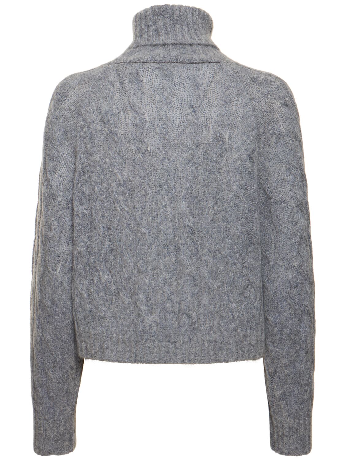 Shop Brunello Cucinelli Cable Knit Wool & Mohair Sweater In Blue