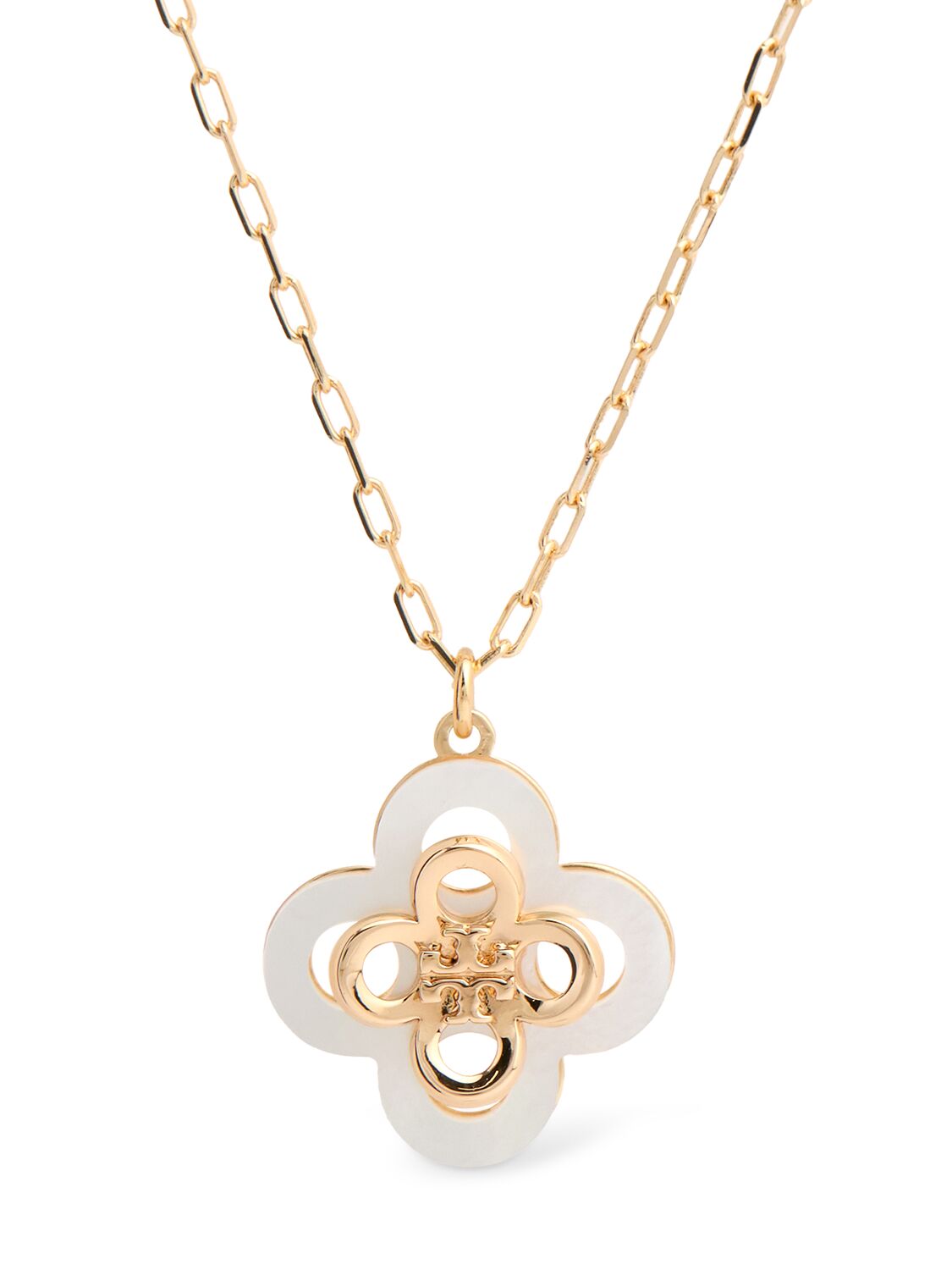 Tory Burch Kira Clover Pendant Necklace In Tory Gold / Mot