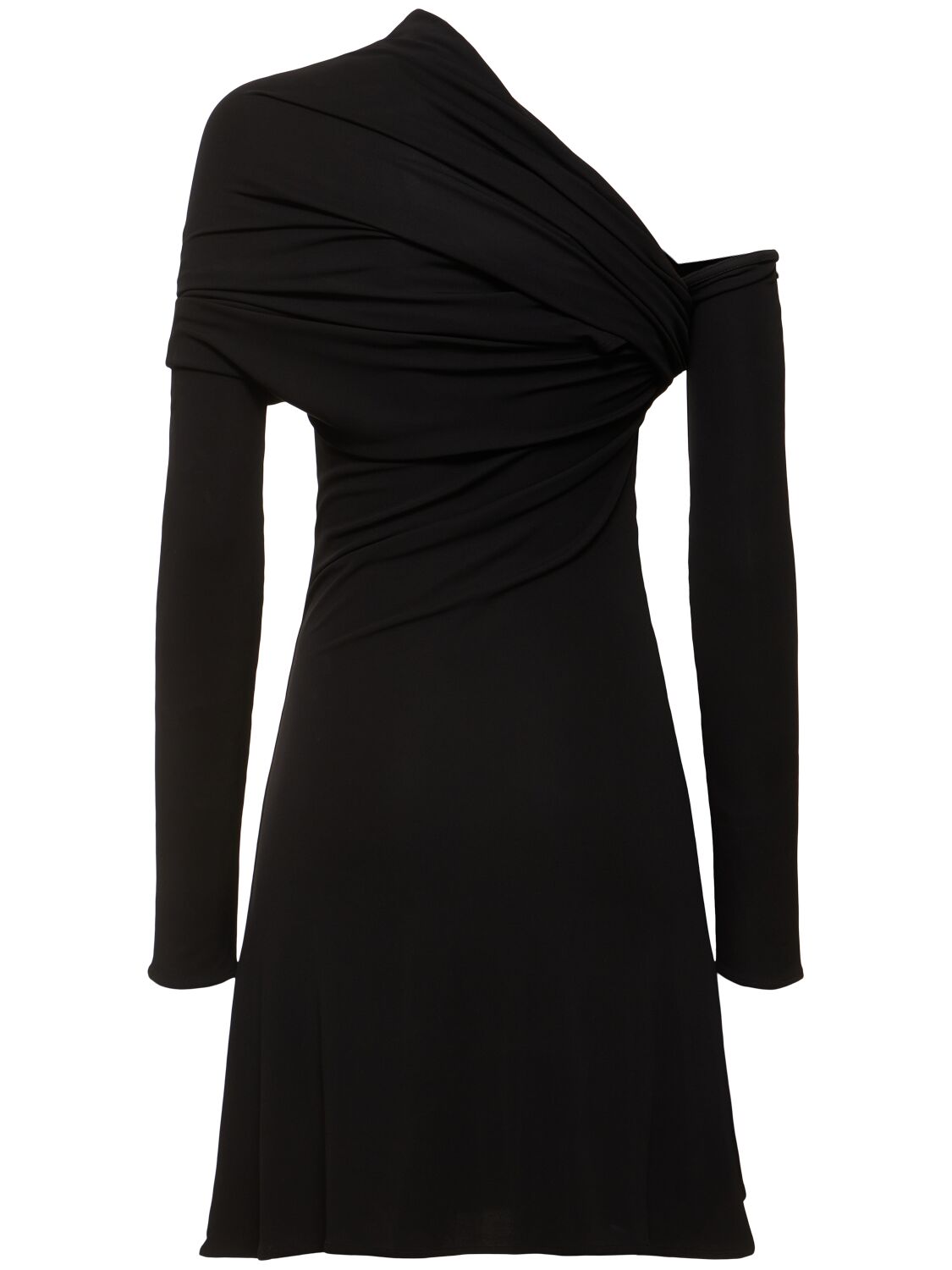 Shop Courrèges Twist Crepe Jersey Mini Dress In Black