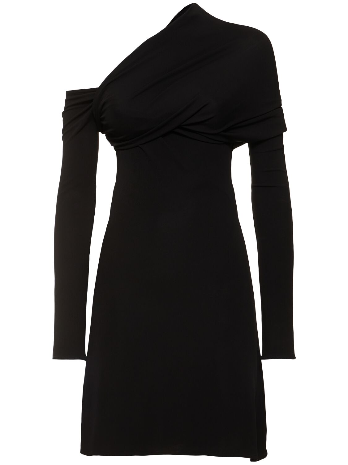 Shop Courrèges Twist Crepe Jersey Mini Dress In Black