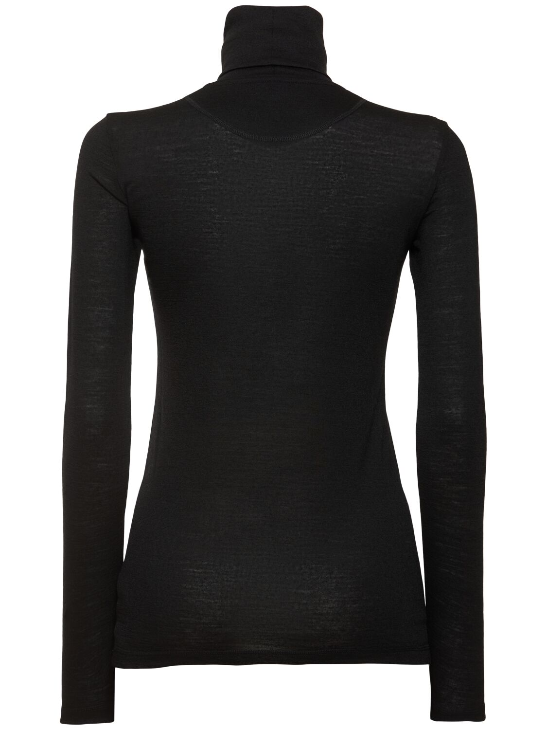 Shop Jil Sander Logo Wool Blend Jersey Turtleneck Top In Black