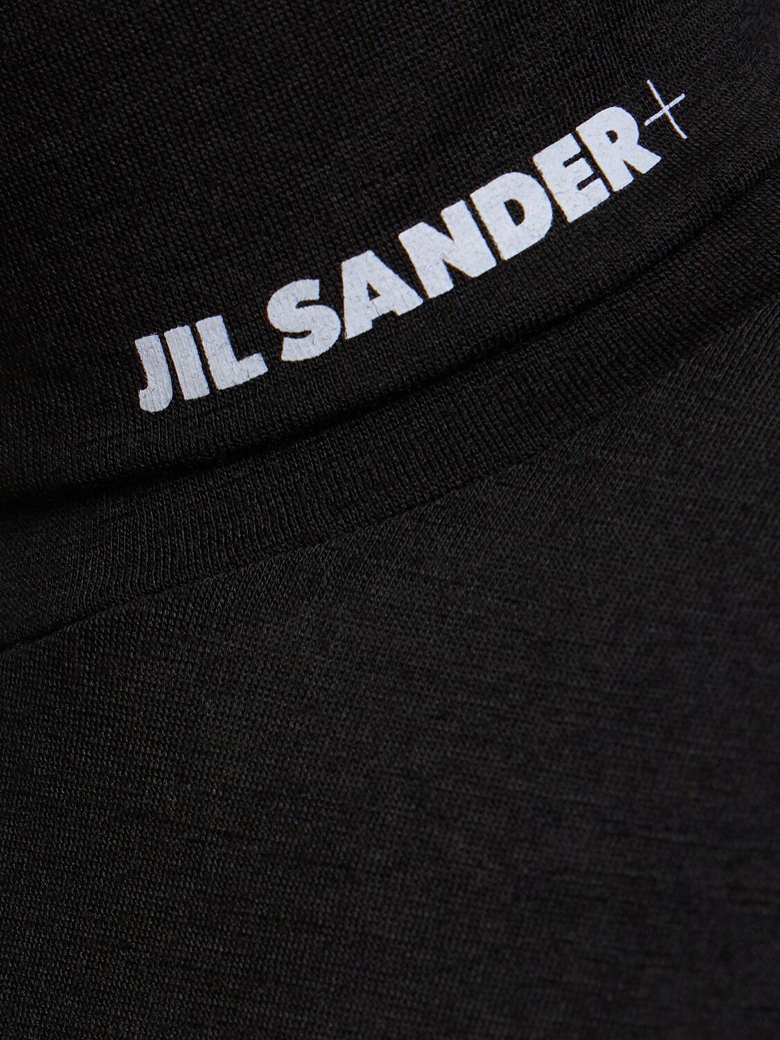 Shop Jil Sander Logo Wool Blend Jersey Turtleneck Top In Black