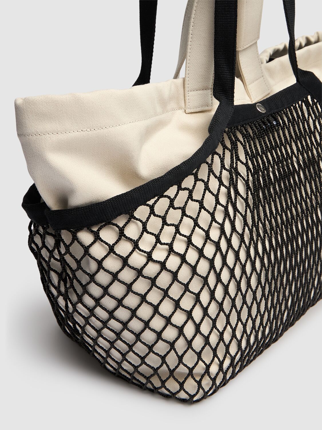 Shop Balenciaga Medium 24/7 Canvas & Fishnet Tote Bags In Natural/black