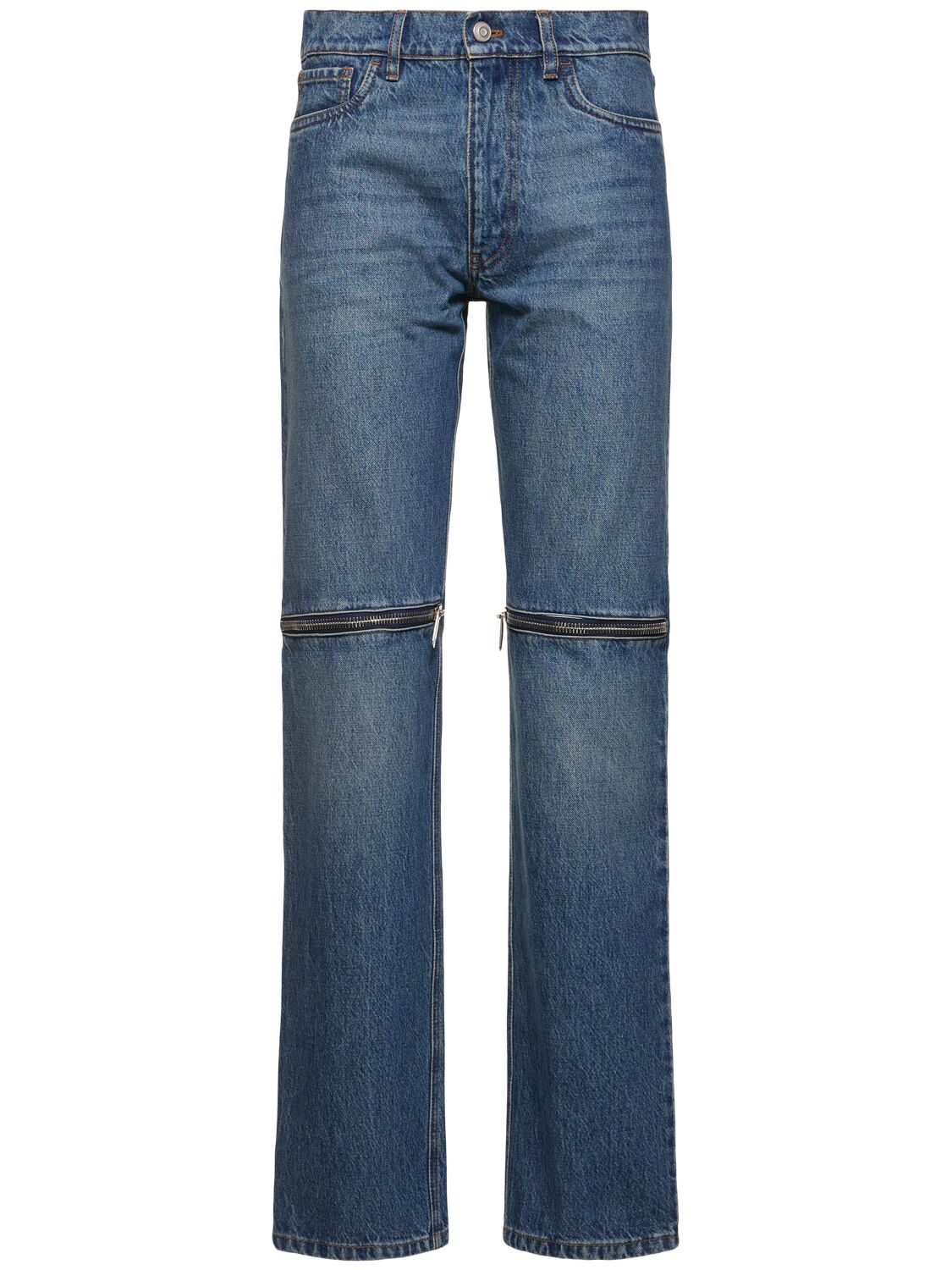 Wide Leg Denim Pants W/ Zip Details