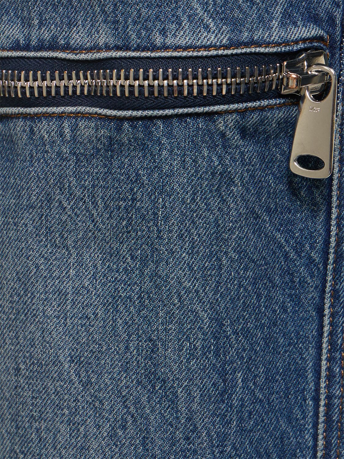 Shop Coperni Wide Leg Denim Pants W/ Zip Details In Blue Vintage