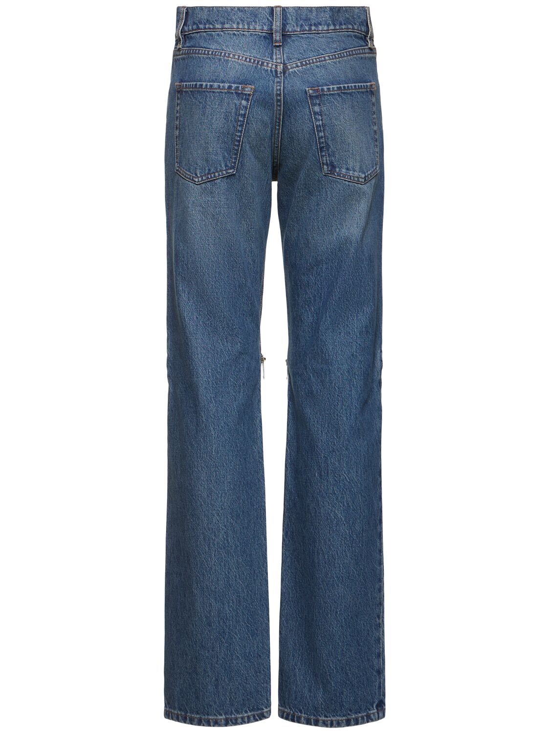 Shop Coperni Wide Leg Denim Pants W/ Zip Details In Blue Vintage