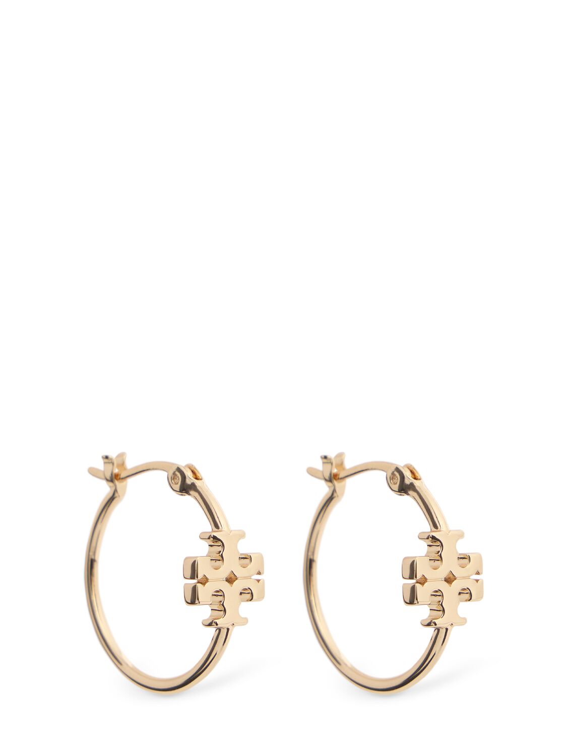 Tory Burch Small Eleanor Hoop Earrings In Tory Gold