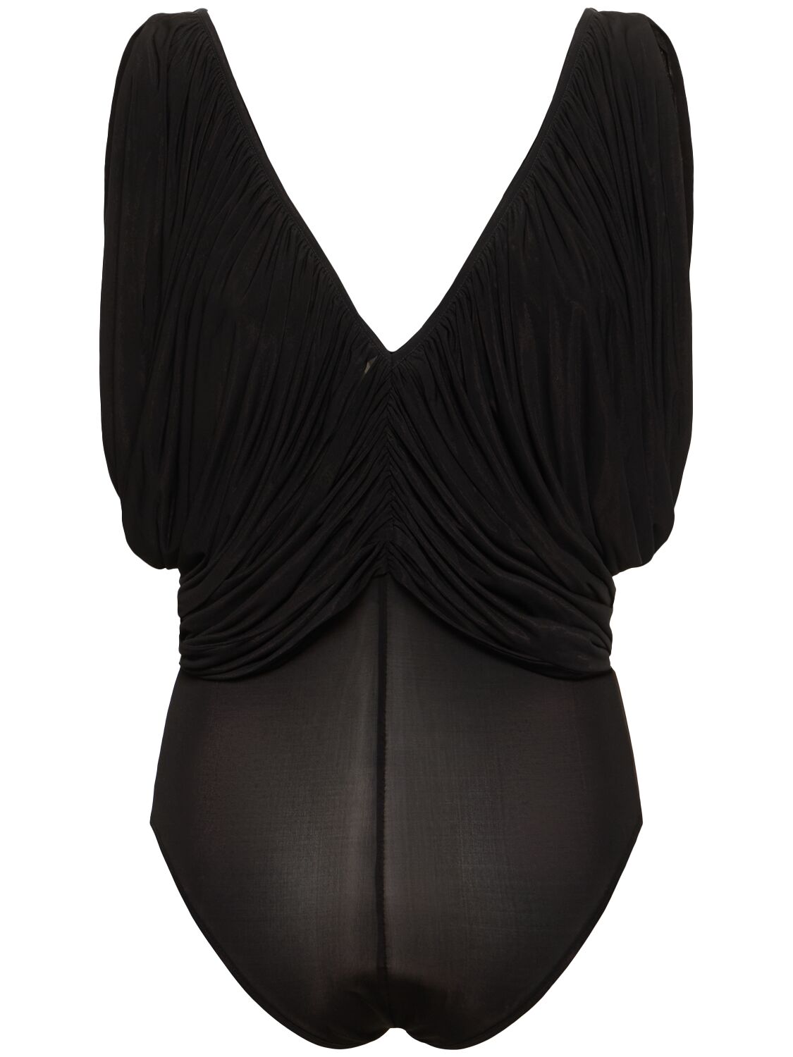 Shop Magda Butrym Draped Jersey Bodysuit In Black