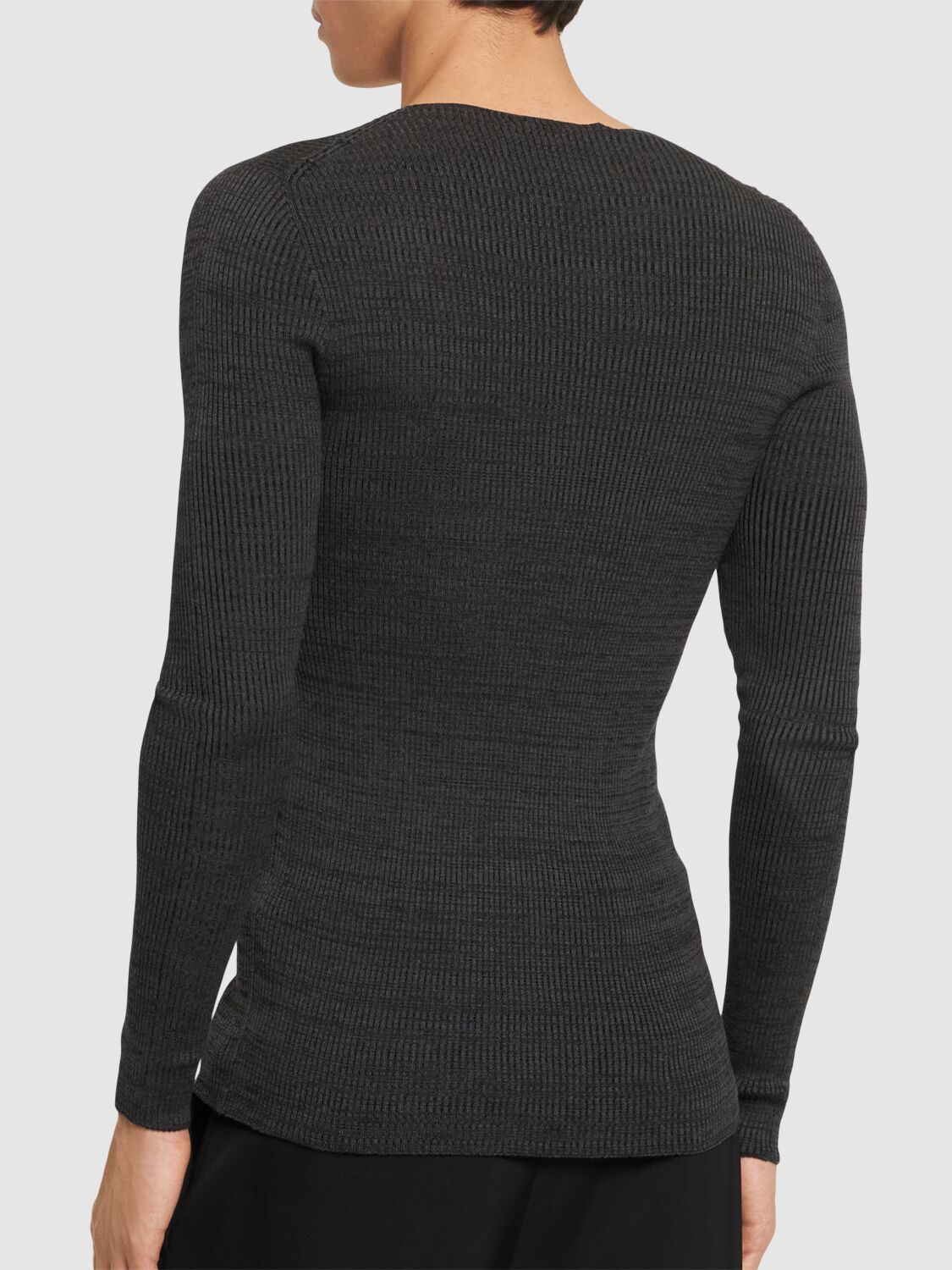 Shop Alexander Mcqueen Rib Knit Silk Cardigan In Charcoal