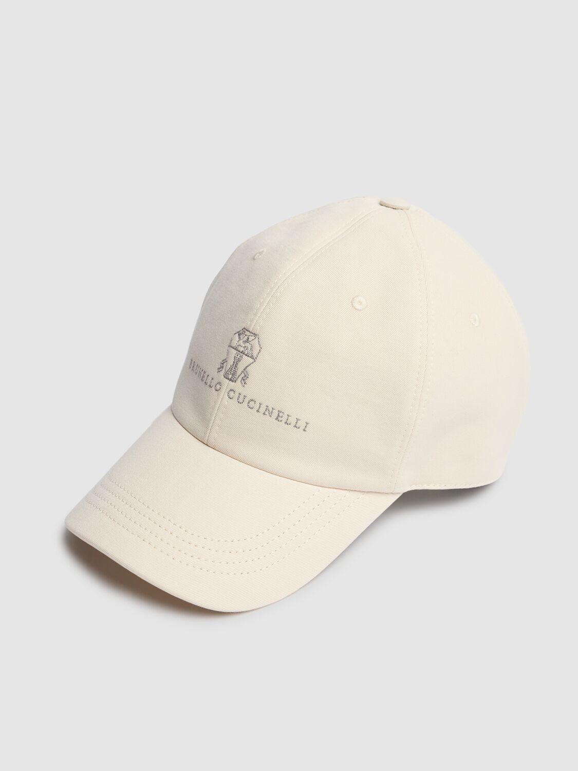 Shop Brunello Cucinelli Cotton Gabardine Logo Baseball Hat In Off White