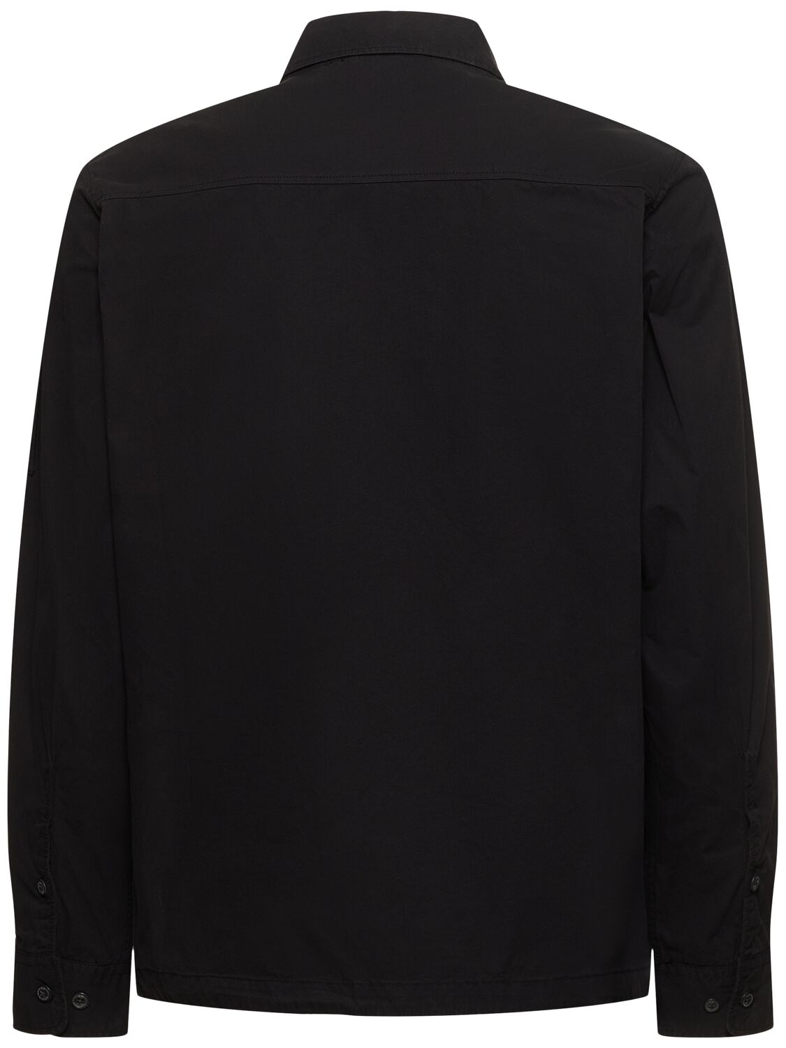 Shop C.p. Company Cotton Gabardine Zipped Overshirt In Black