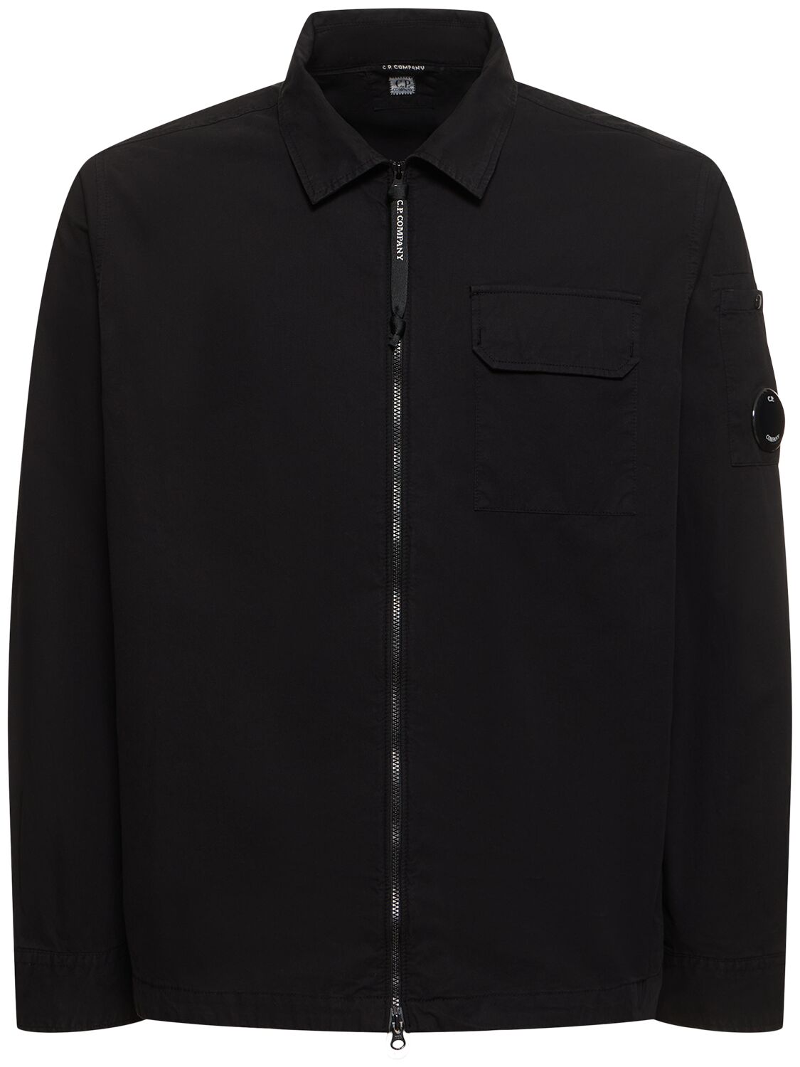 Shop C.p. Company Cotton Gabardine Zipped Overshirt In Black