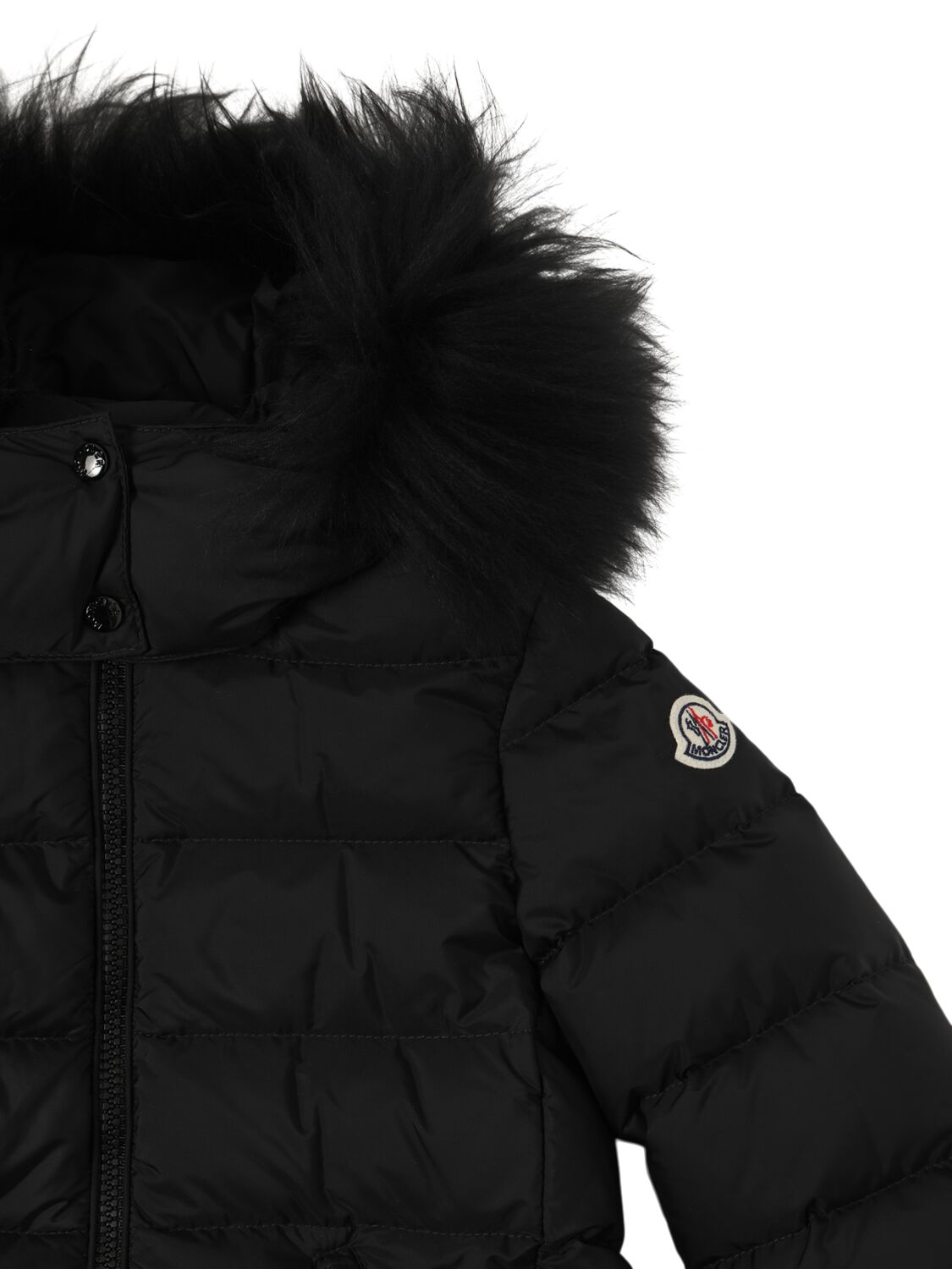 Shop Moncler Abelle Long Nylon Down Jacket In Black