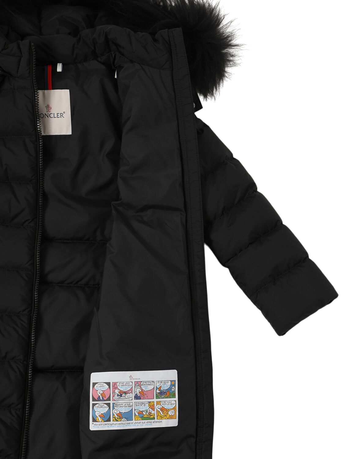 Shop Moncler Abelle Long Nylon Down Jacket In Black