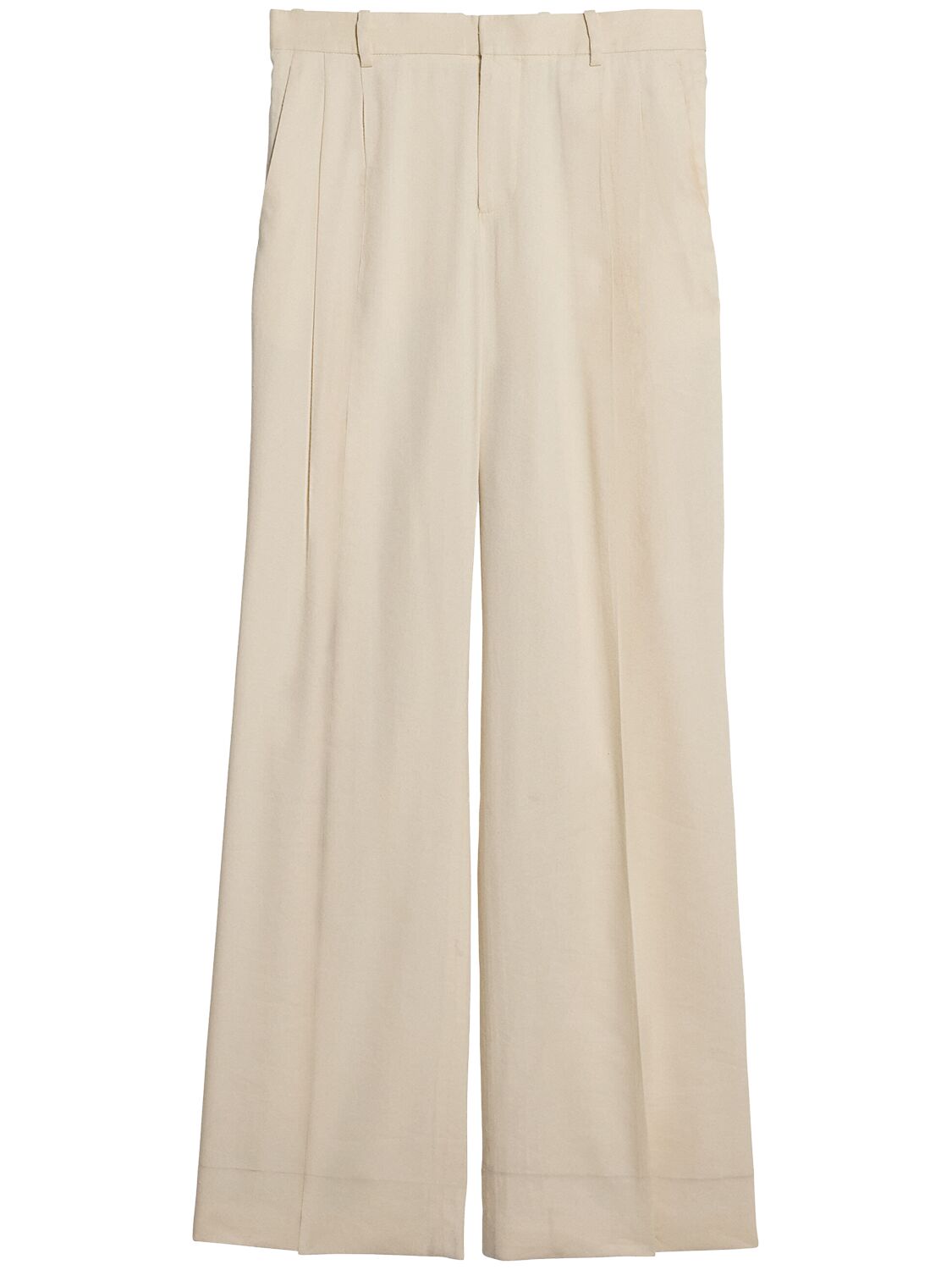 Helmut Lang Double Pleat Linen Blend Trousers In Ivory