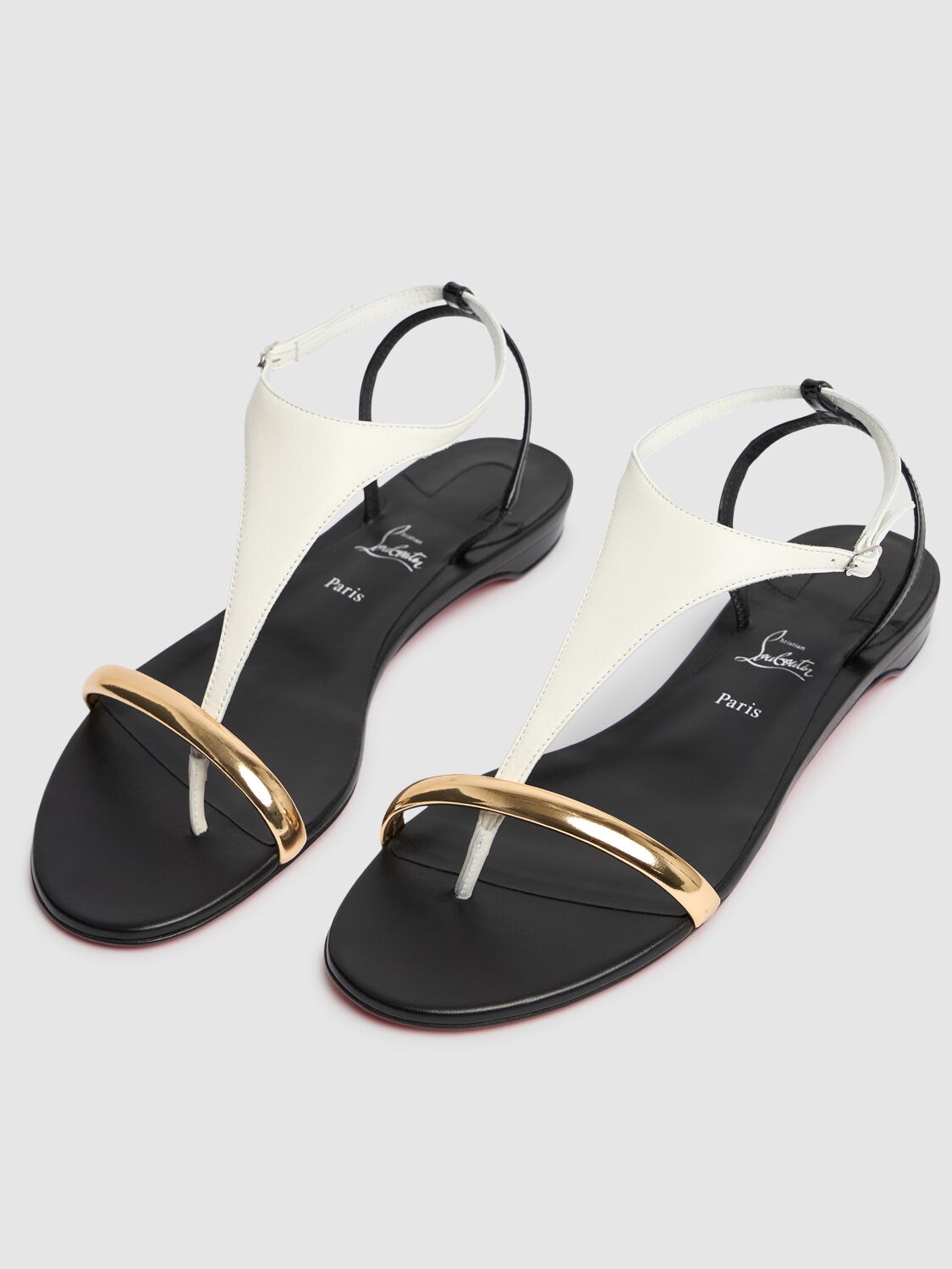 Christian Louboutin 10mm Athinita Nappa Flat Sandals In Black/gold