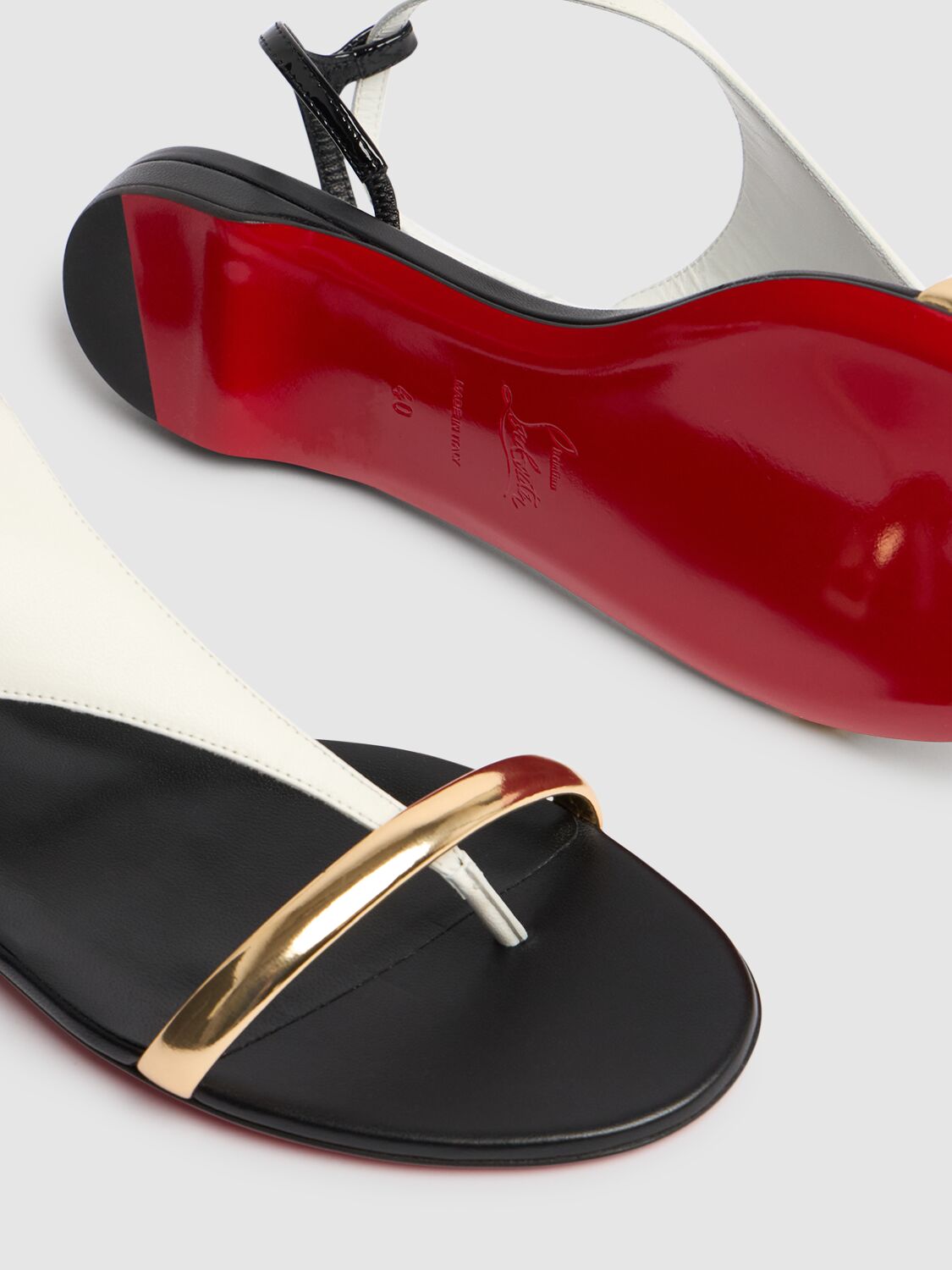 Christian Louboutin 10mm Athinita Nappa Flat Sandals In Black/gold