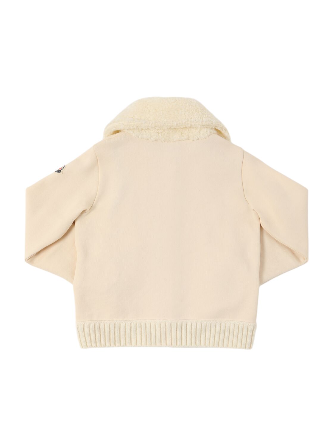 Shop Moncler Brushed Cotton Fleece Zip-up Sweatshirt In White