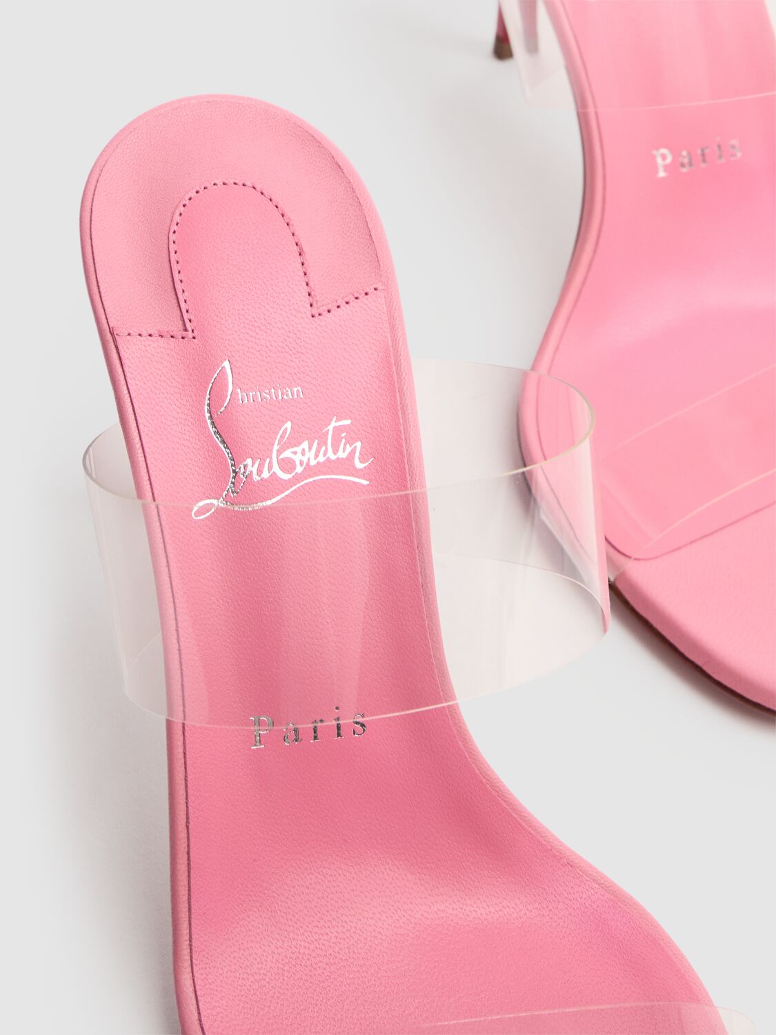 CHRISTIAN LOUBOUTIN 85MM JUST NOTHING PVC MULE SANDALS 