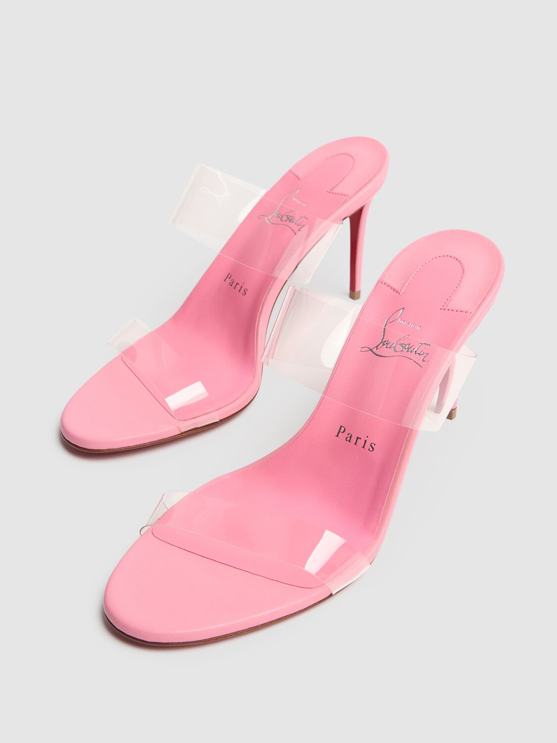 CHRISTIAN LOUBOUTIN 85MM JUST NOTHING PVC MULE SANDALS 