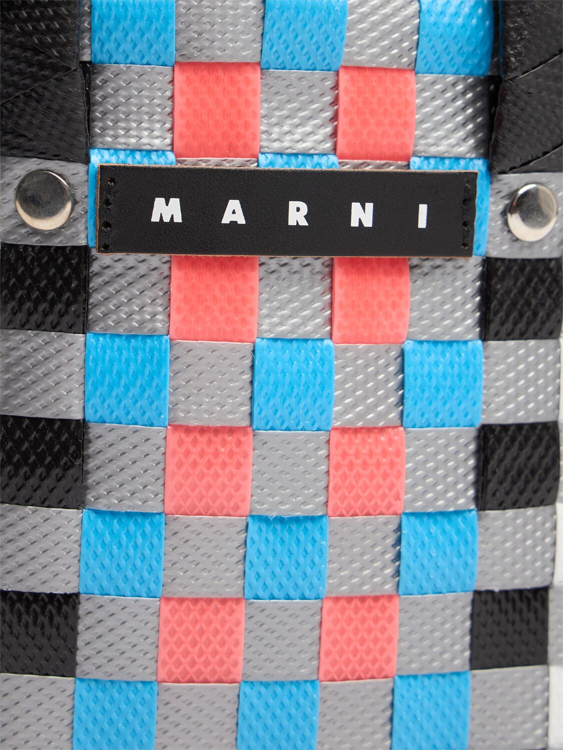 Shop Marni Junior Color Block Woven Bucket Bag In Black/multi