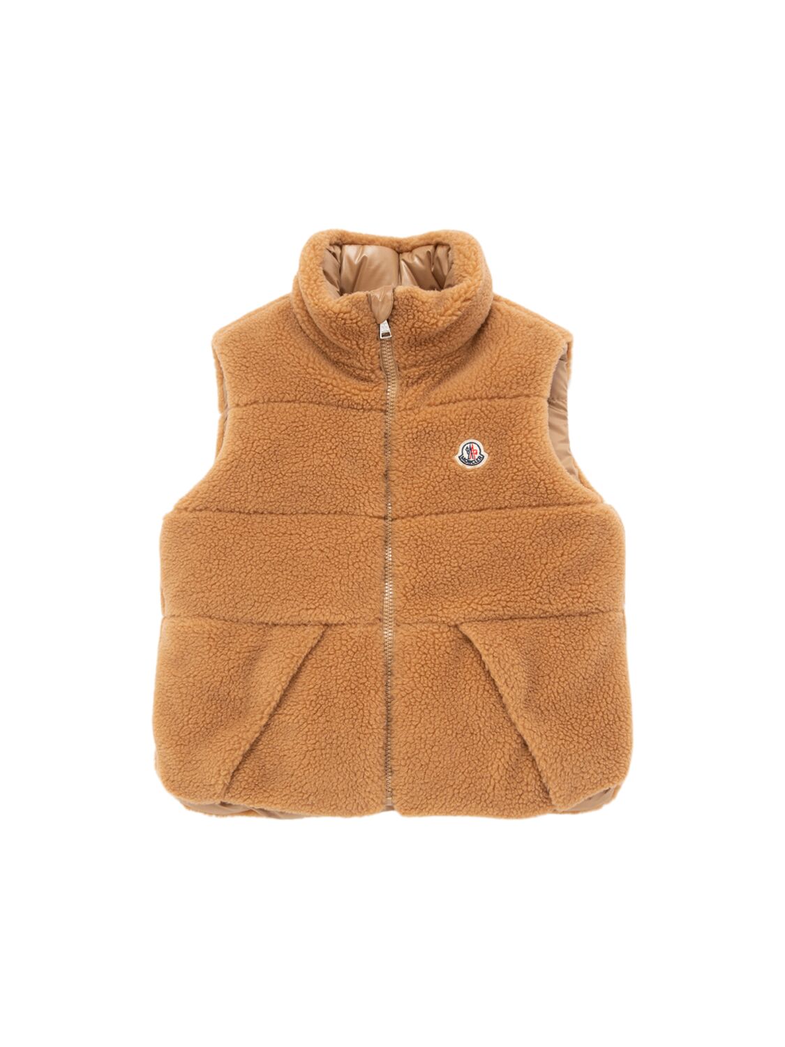 Shop Moncler Colbricon Tech & Wool Down Vest In Beige