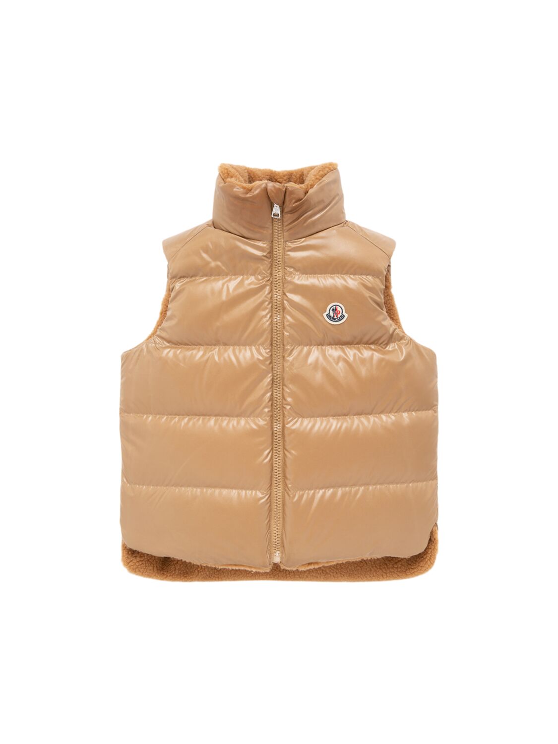 Shop Moncler Colbricon Tech & Wool Down Vest In Beige