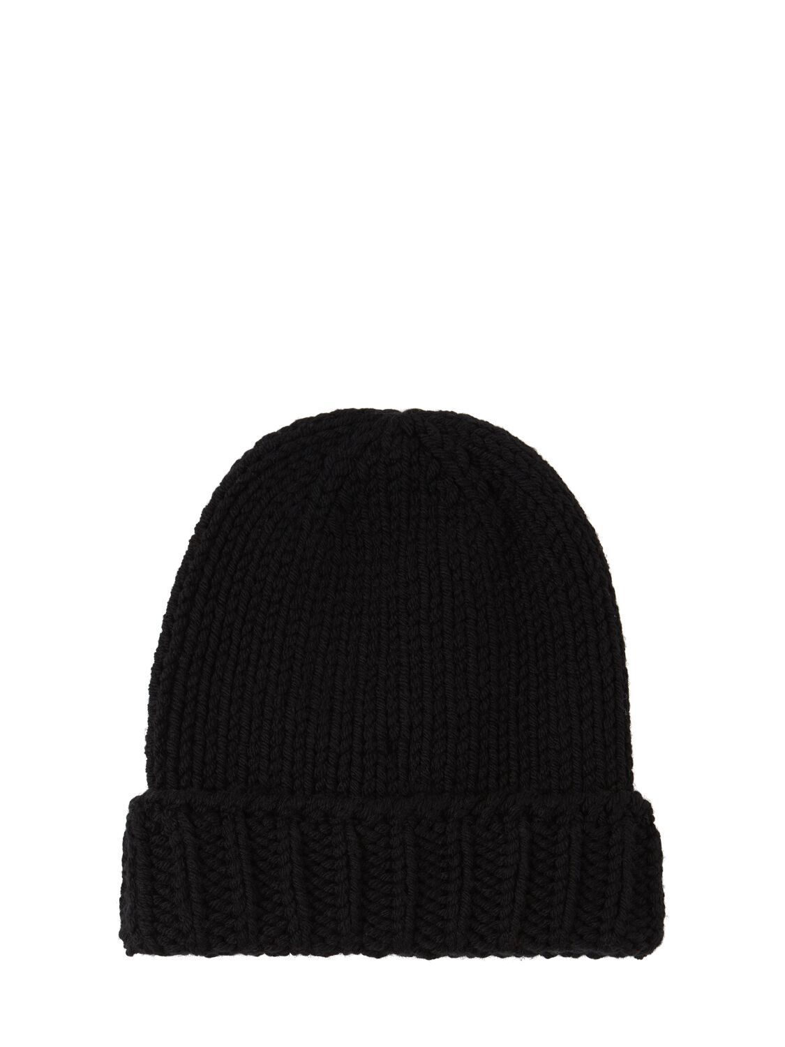 Shop Moncler Logo Virgin Wool Beanie In Black