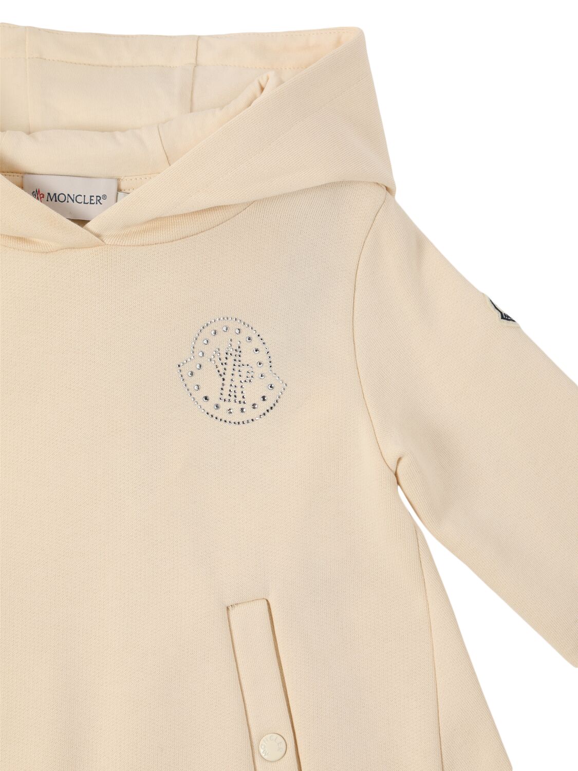 Shop Moncler Brushed Cotton Fleece Hooded Dress In White