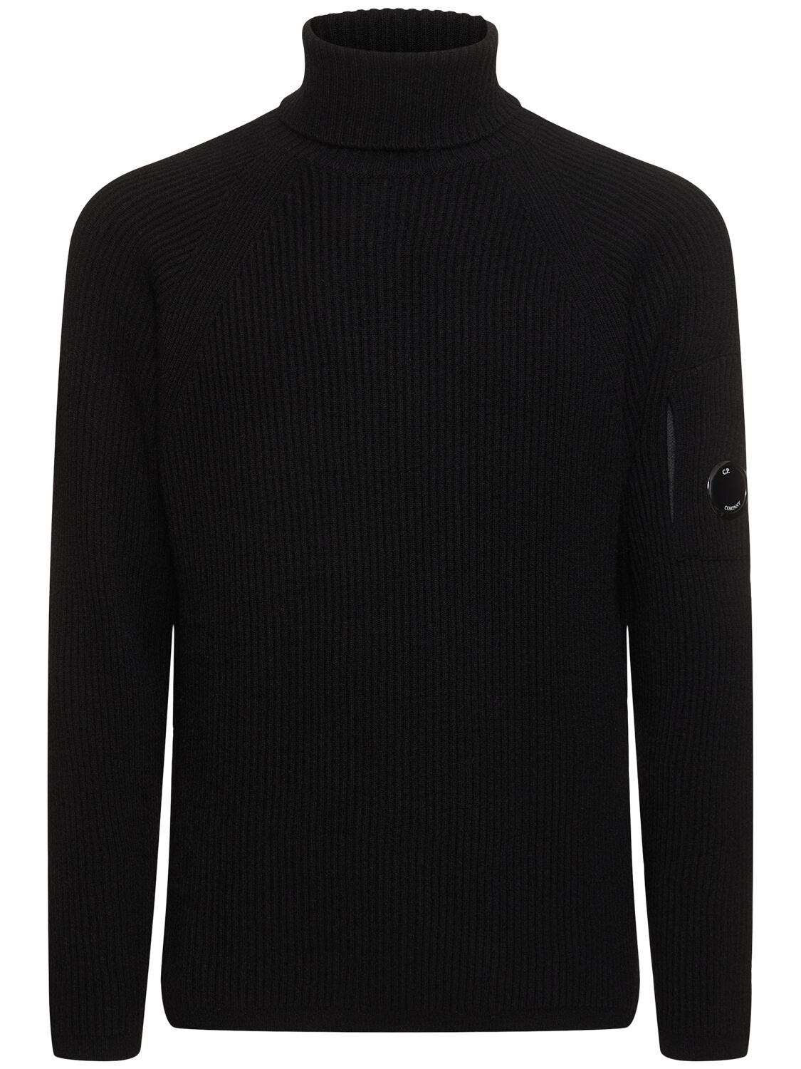 C.p. Company Wool Blend Turtleneck Sweater In Black