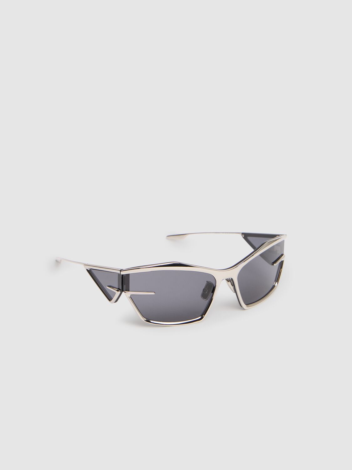 Shop Givenchy Giv Cut Shiny Metal Sunglasses In Palladium/smoke