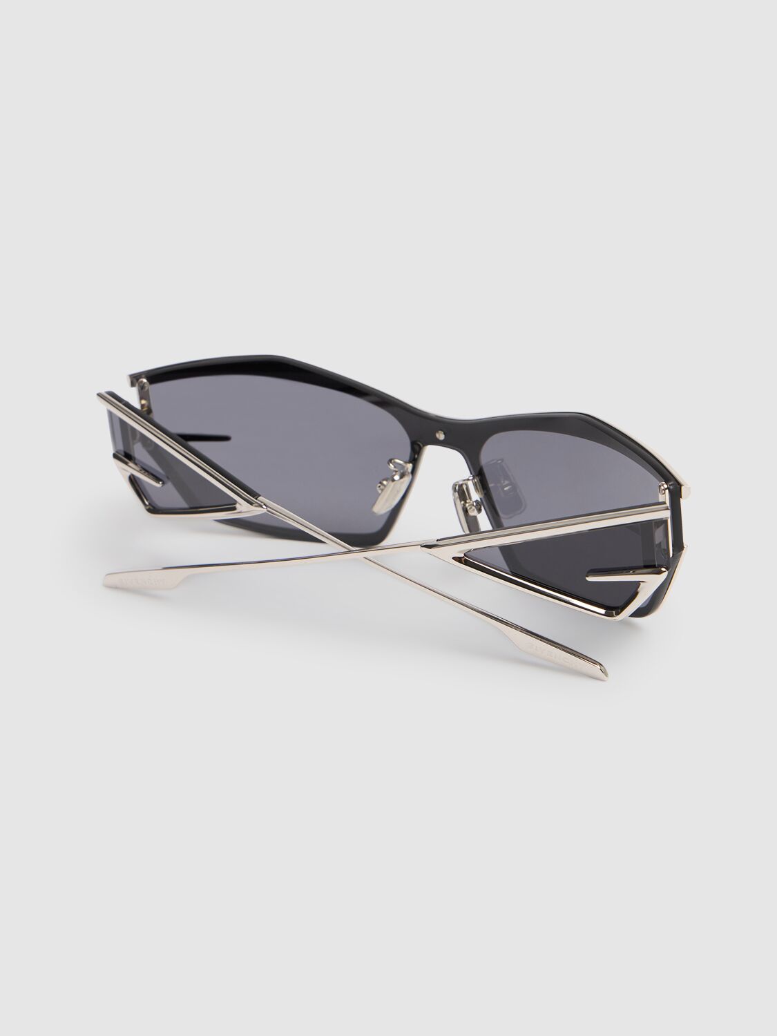 Shop Givenchy Giv Cut Shiny Metal Sunglasses In Palladium/smoke