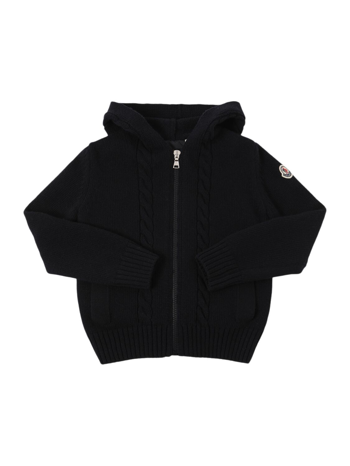 Moncler Virgin Wool Knit Zip-up Sweatshirt In Royal Blue