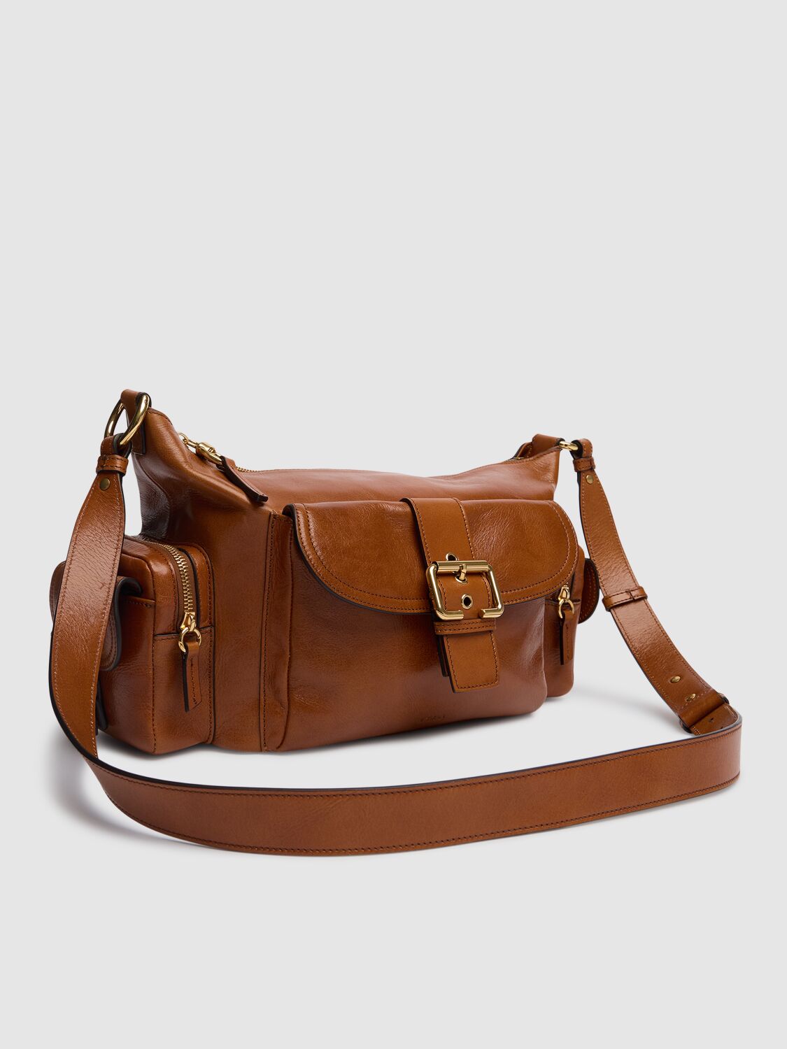 Shop Chloé Camera Smooth Leather Bag In Clay Brown