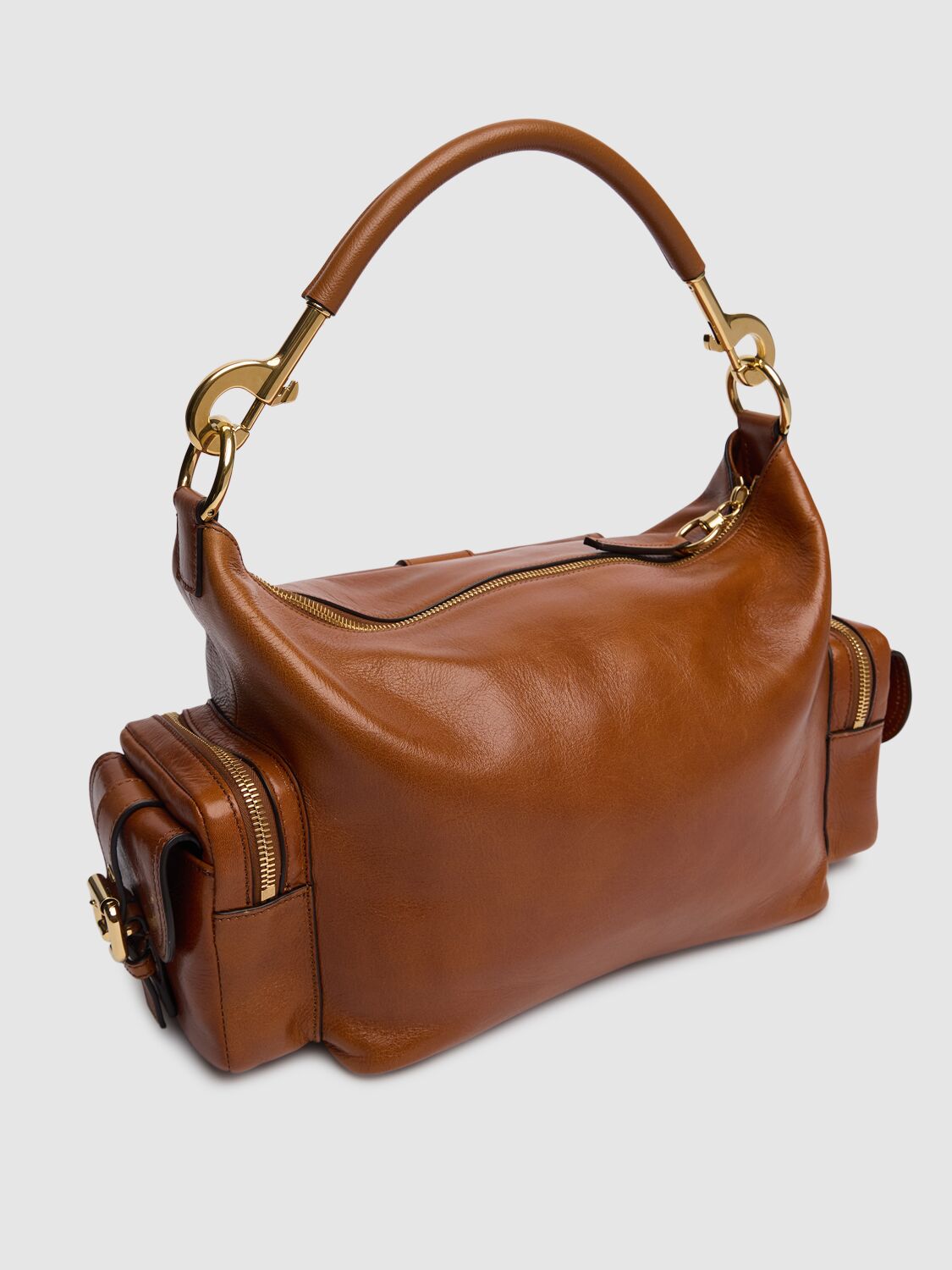 Shop Chloé Camera Smooth Leather Bag In Clay Brown