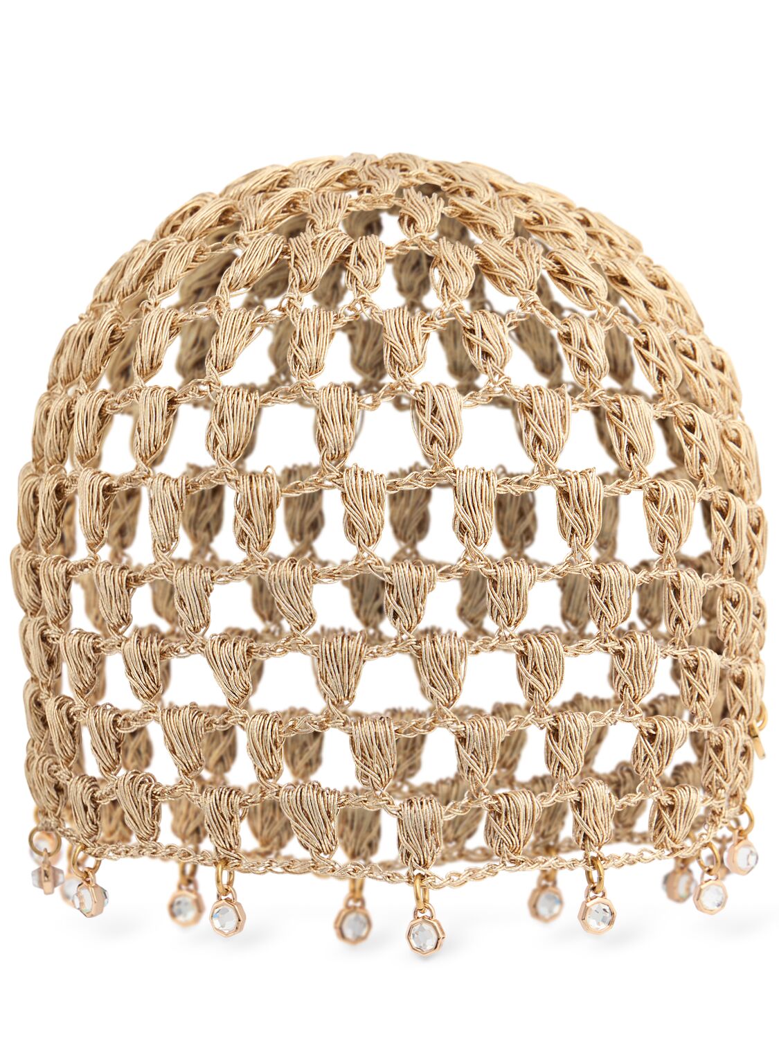 Rabanne Raphia Crochet Beanie In Shiny Beige