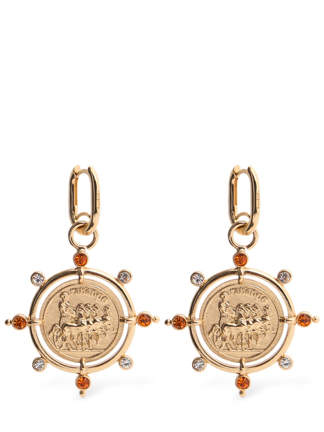 Rabanne Logo Charm Earrings In Gold