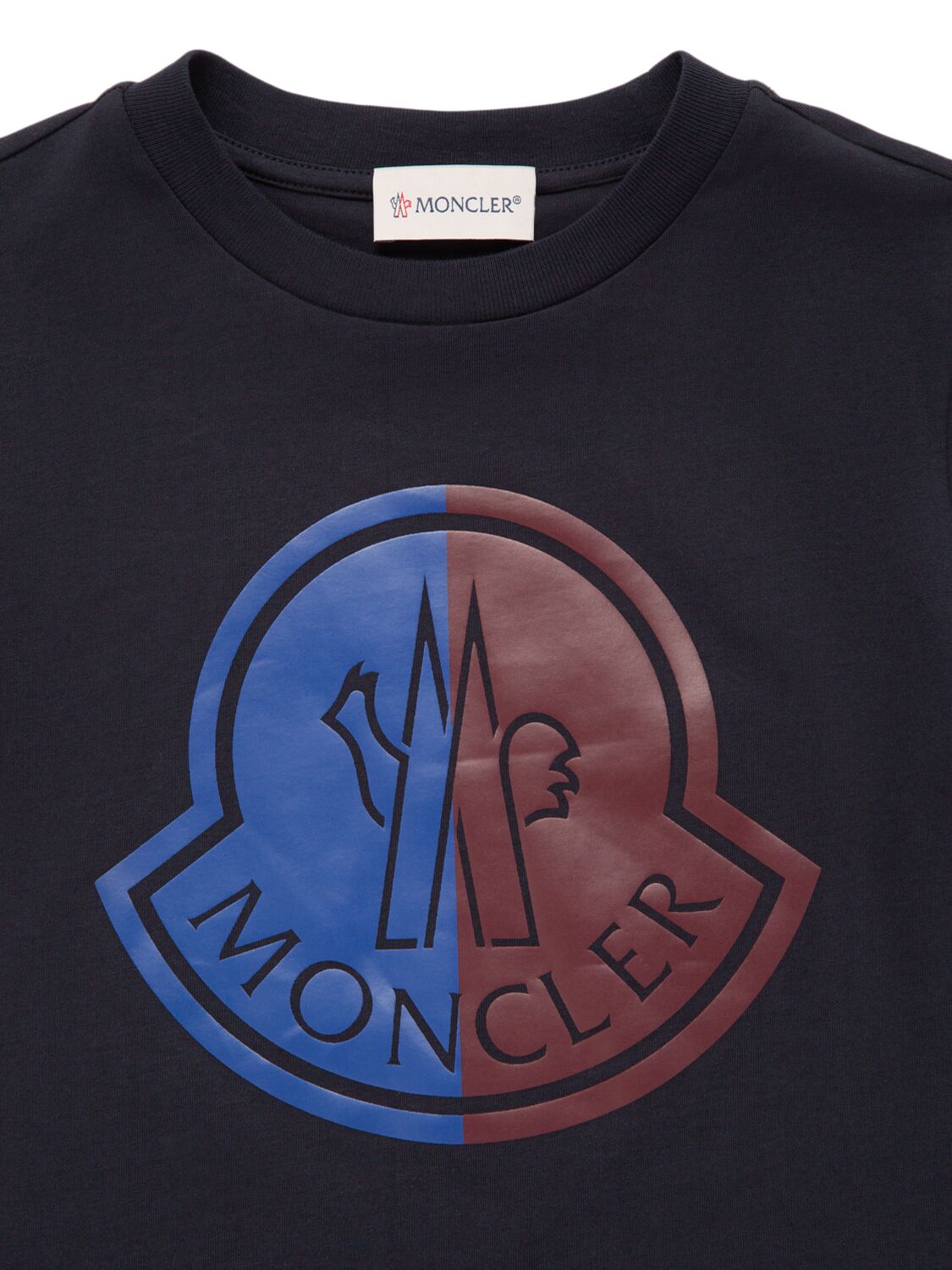 Shop Moncler Logo Cotton Jersey T-shirt In Blue