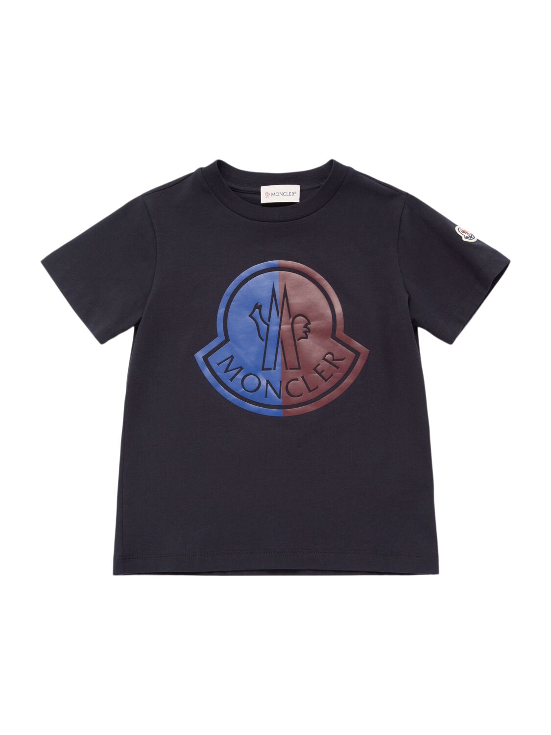 Moncler Logo Cotton Jersey T-shirt In Blue