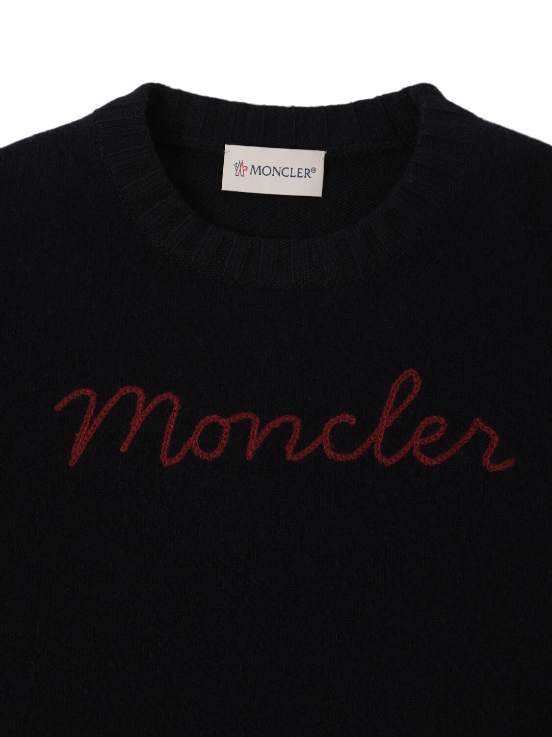 Shop Moncler Virgin Wool Crewneck Sweatshirt In Blue