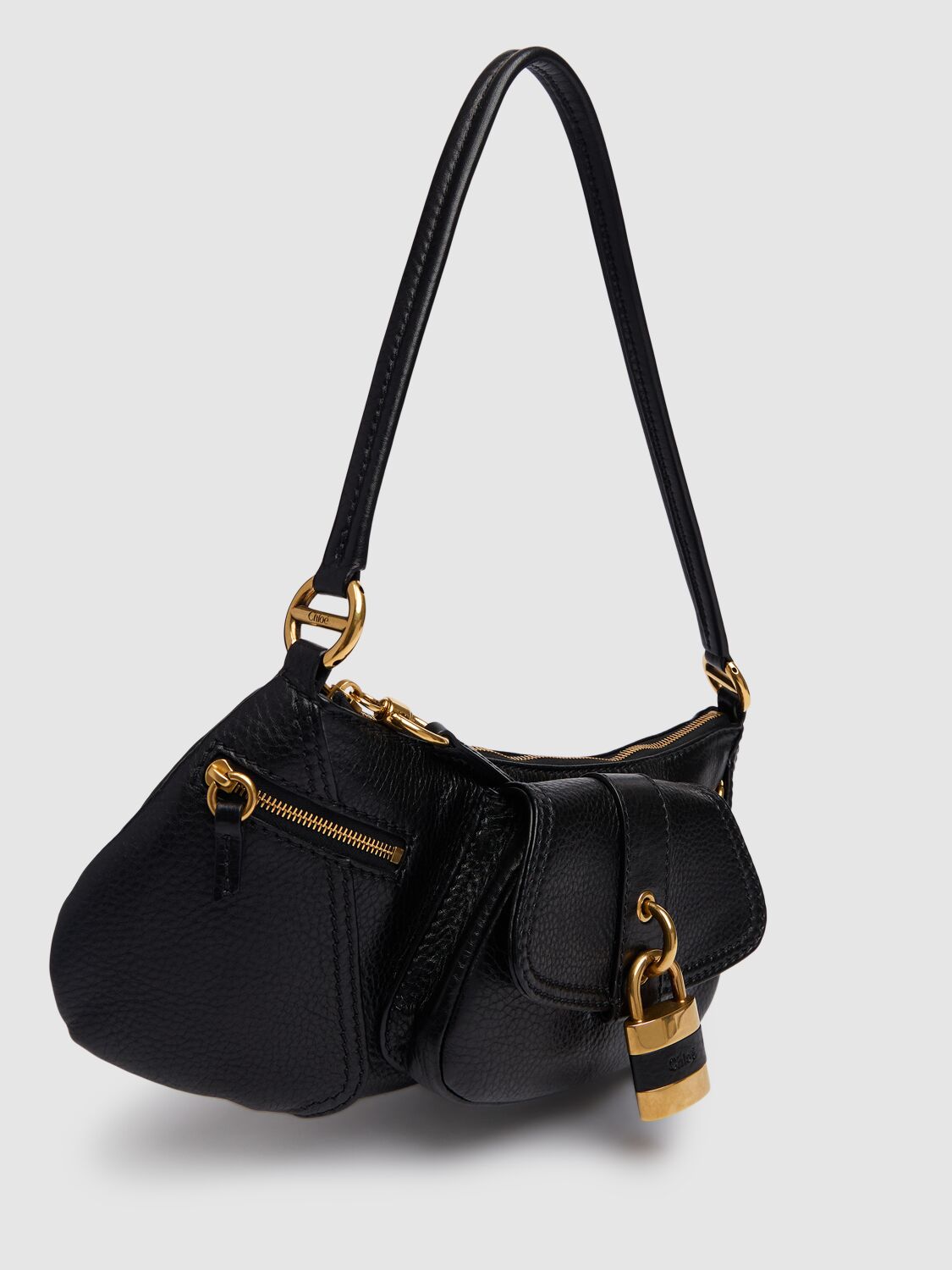 Shop Chloé The 99 Shiny Grained Leather Bag In Black