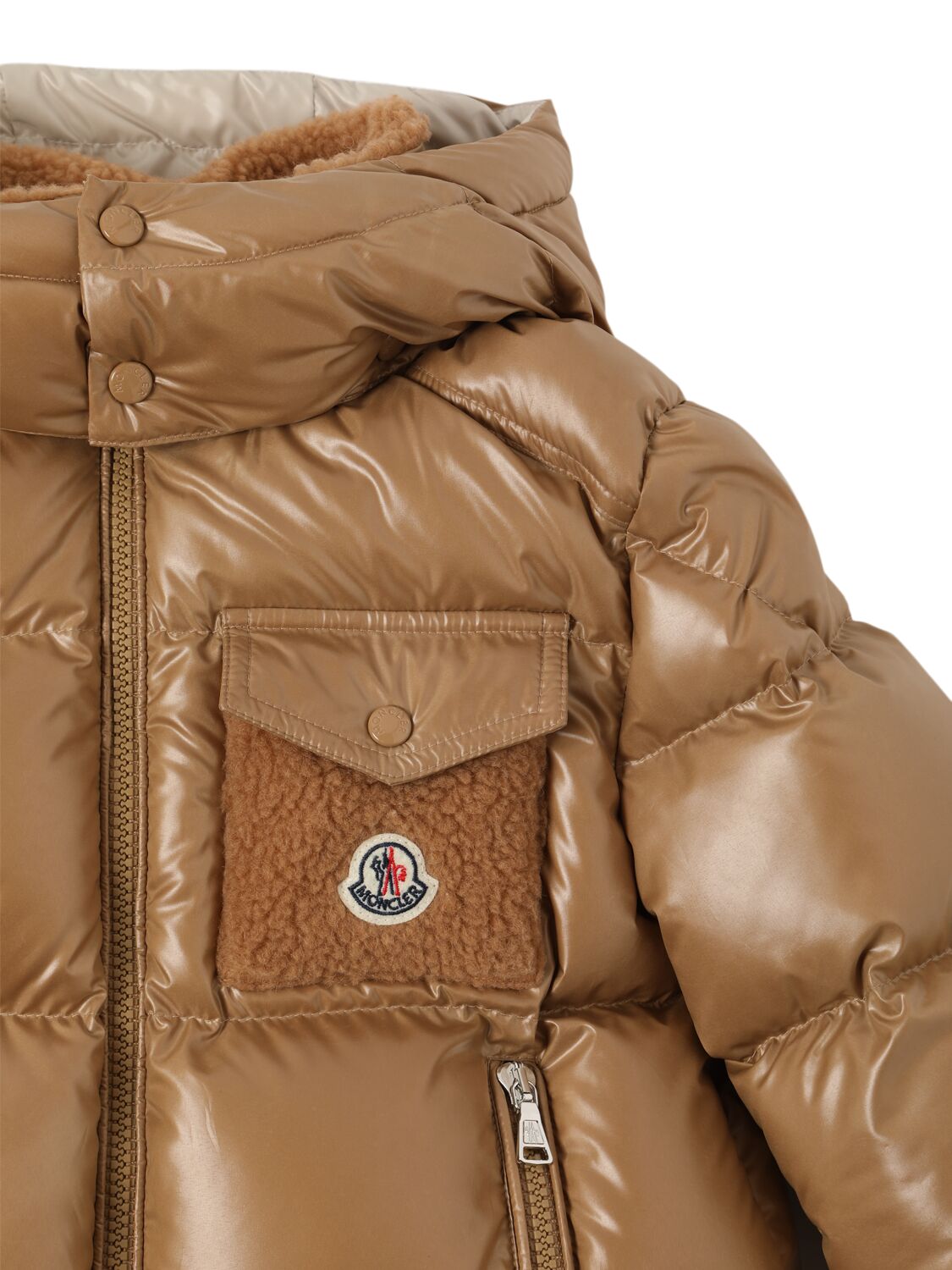 Shop Moncler Yule Tech Down Jacket In Beige