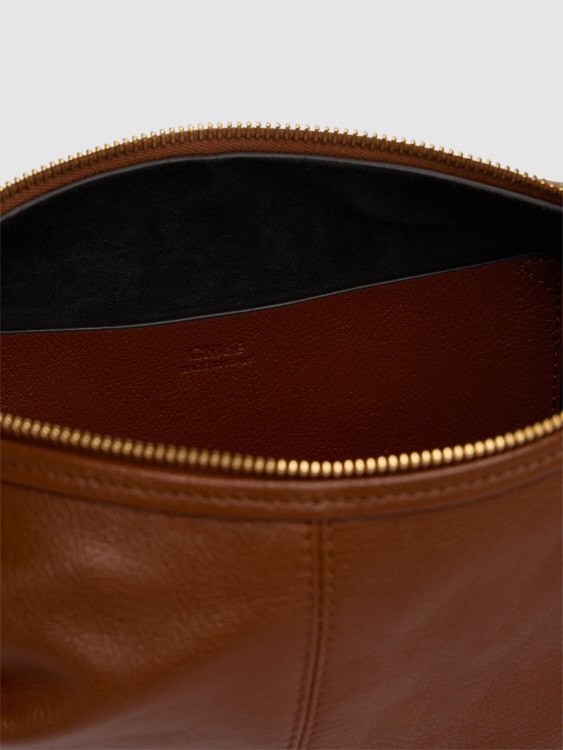 Shop Chloé Bracelet Shiny Grained Leather Bag In Clay Brown