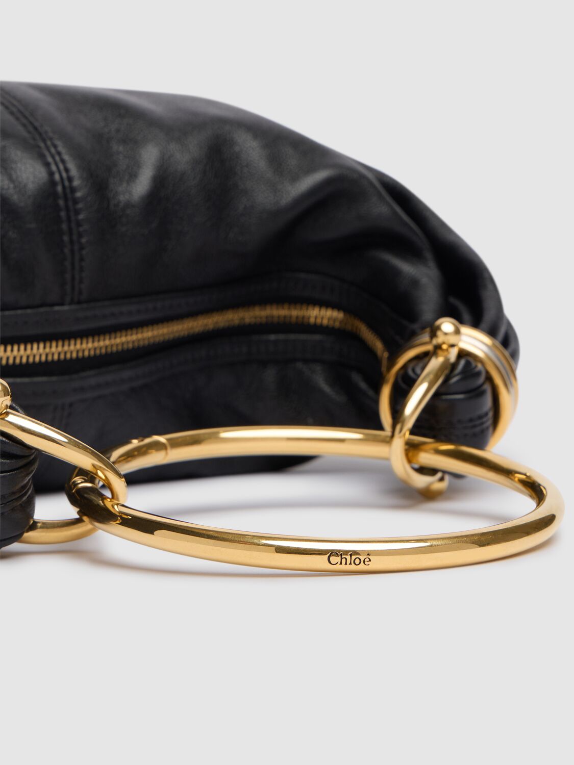 Shop Chloé Bracelet Shiny Grained Leather Bag In Black