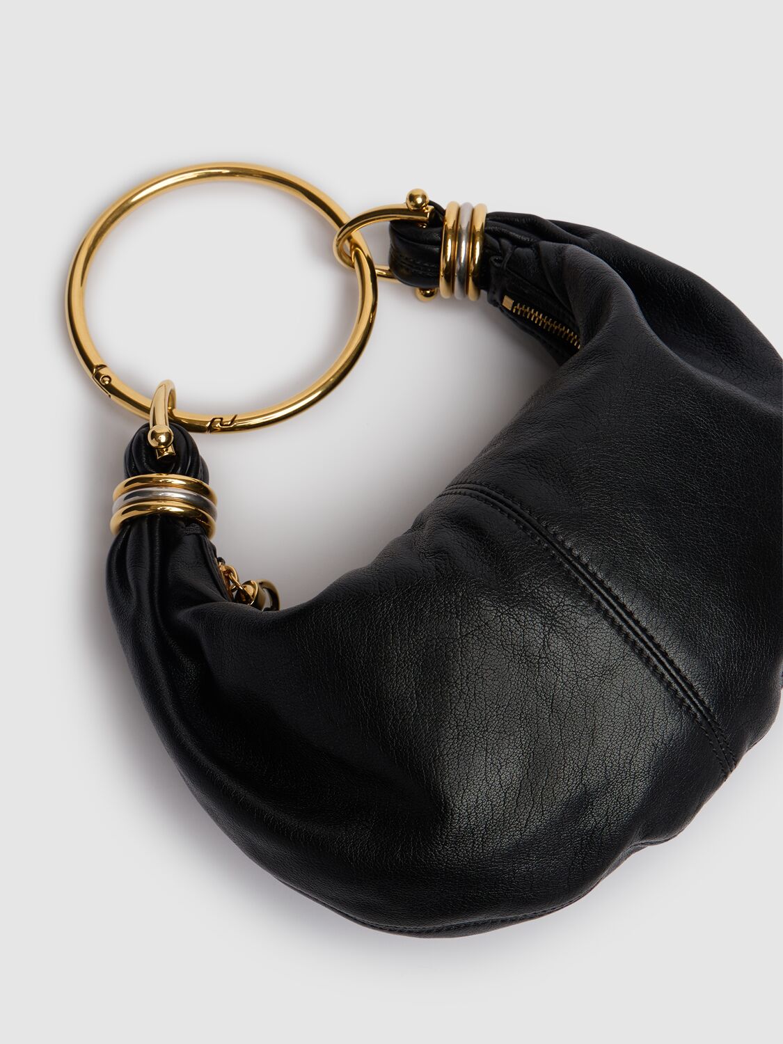 Shop Chloé Bracelet Shiny Grained Leather Bag In Black